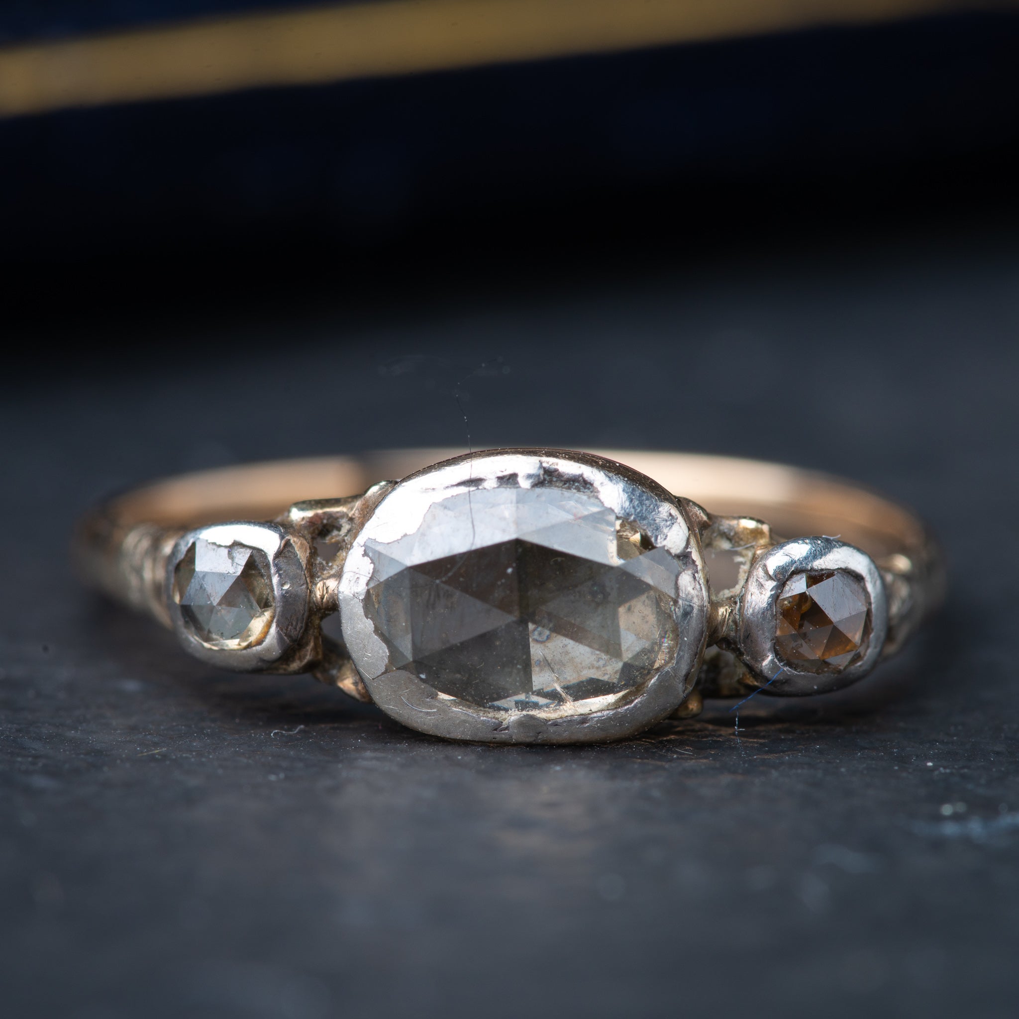 RARE Georgian 1740's Rosecut Diamond Trilogy Ring - Luxoria Vita