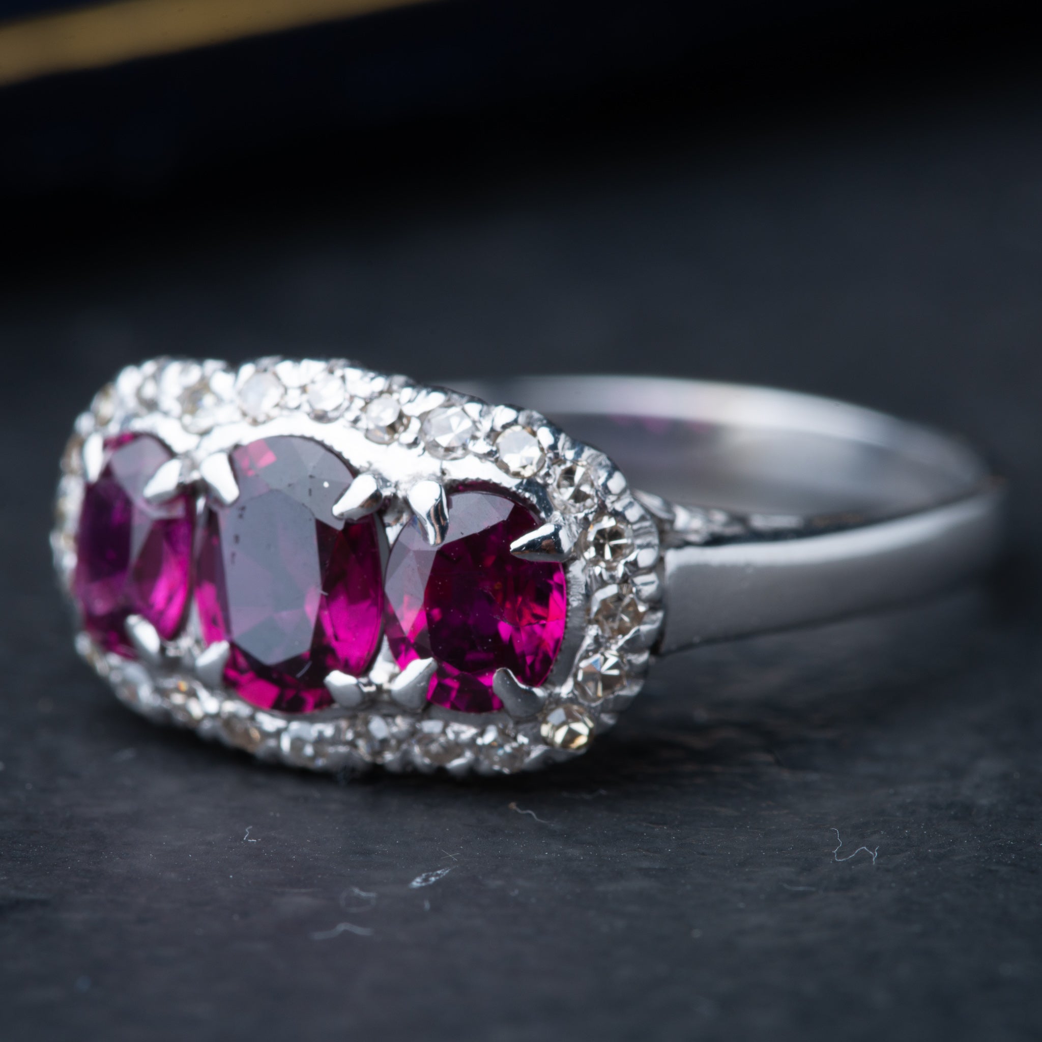 Vintage Spinel Diamond Trilogy Ring
