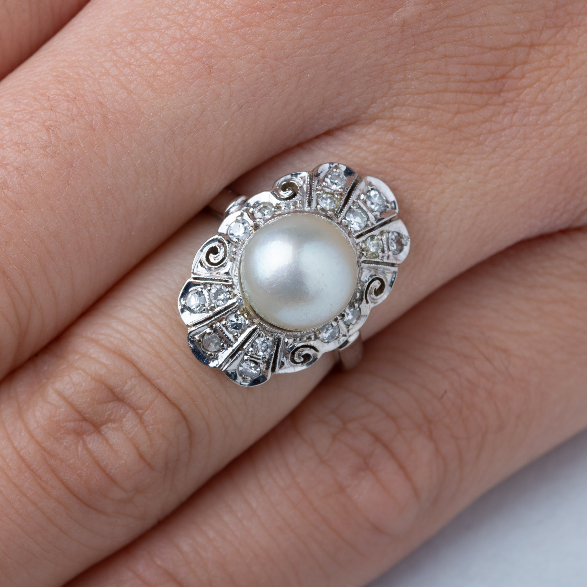 Vintage Pearl Diamond Ring
