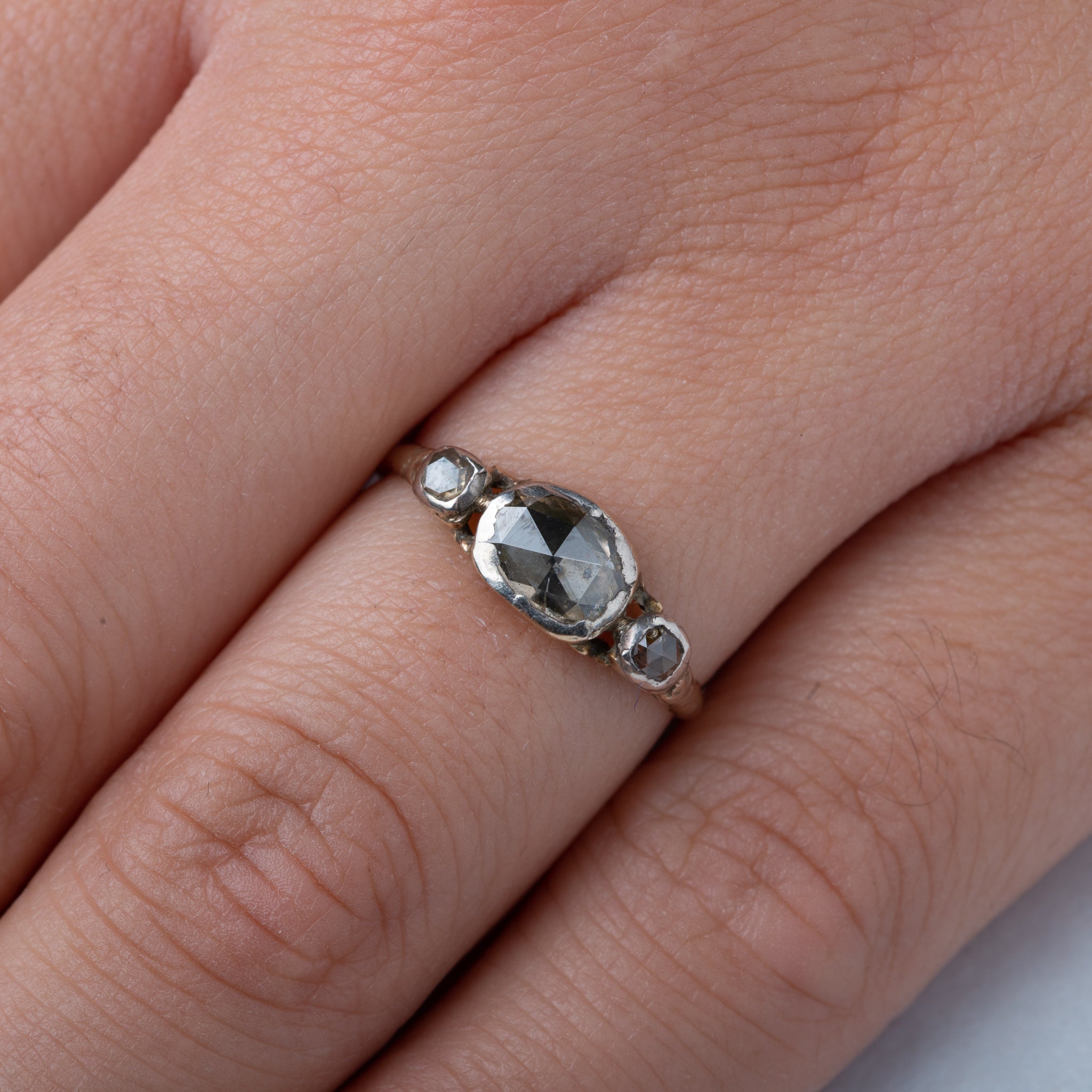 RARE Georgian 1740's Rosecut Diamond Trilogy Ring - Luxoria Vita