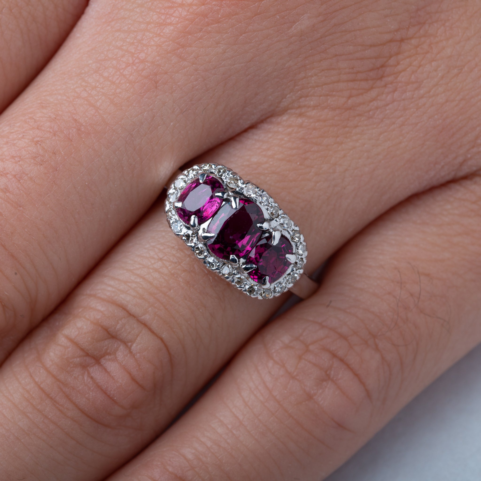 Vintage Spinel Diamond Trilogy Ring