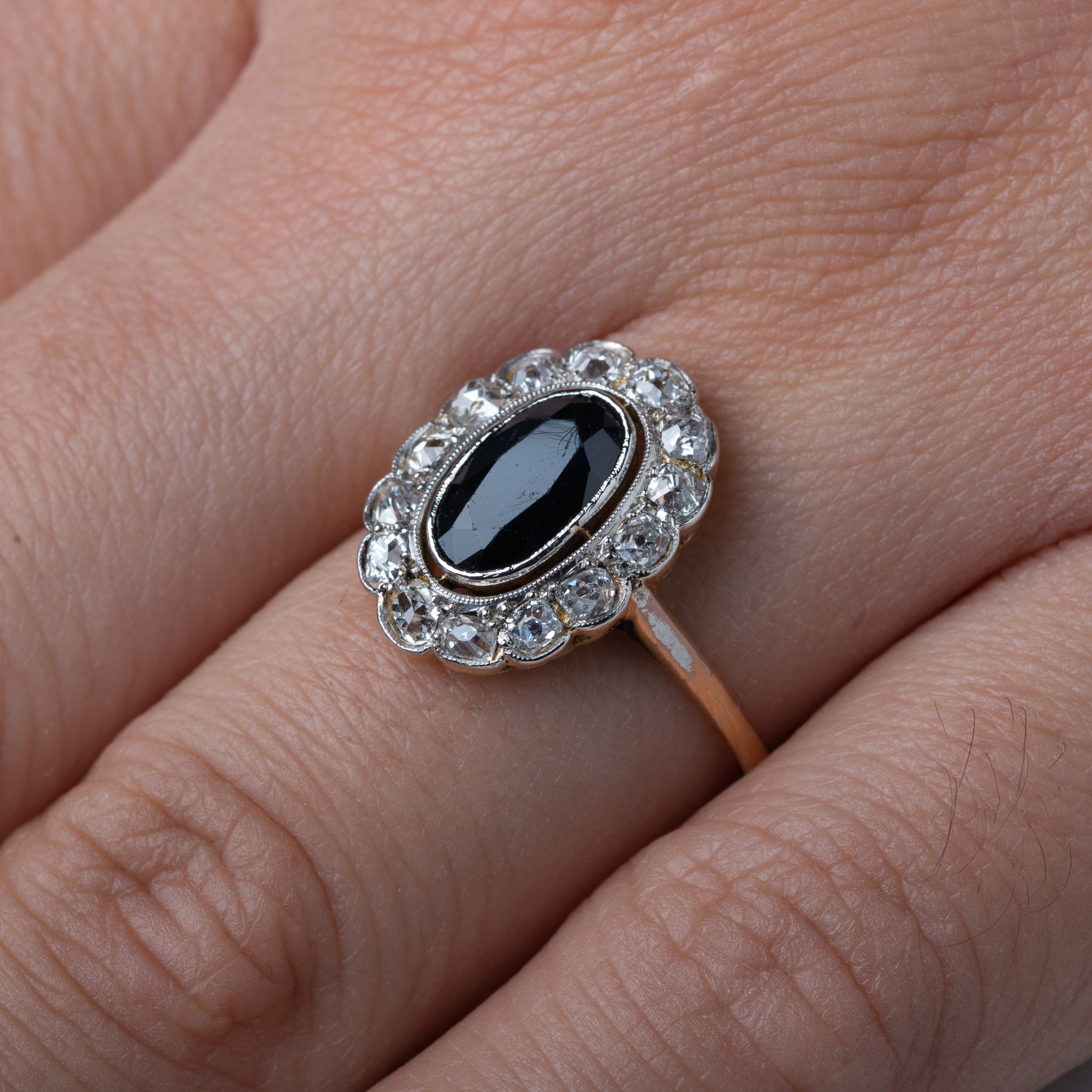 1900's French Sapphire Diamond Diana Ring in 18K Gold - LUXORIA VITA