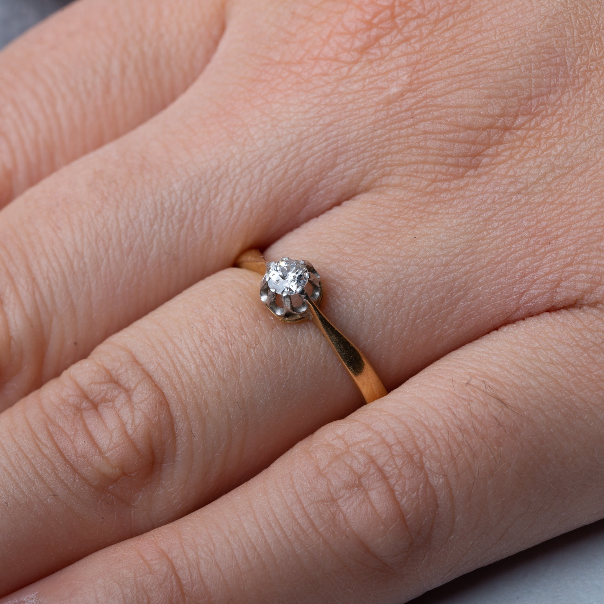 French Antique Diamond Solitaire Ring - LUXORIA VITA