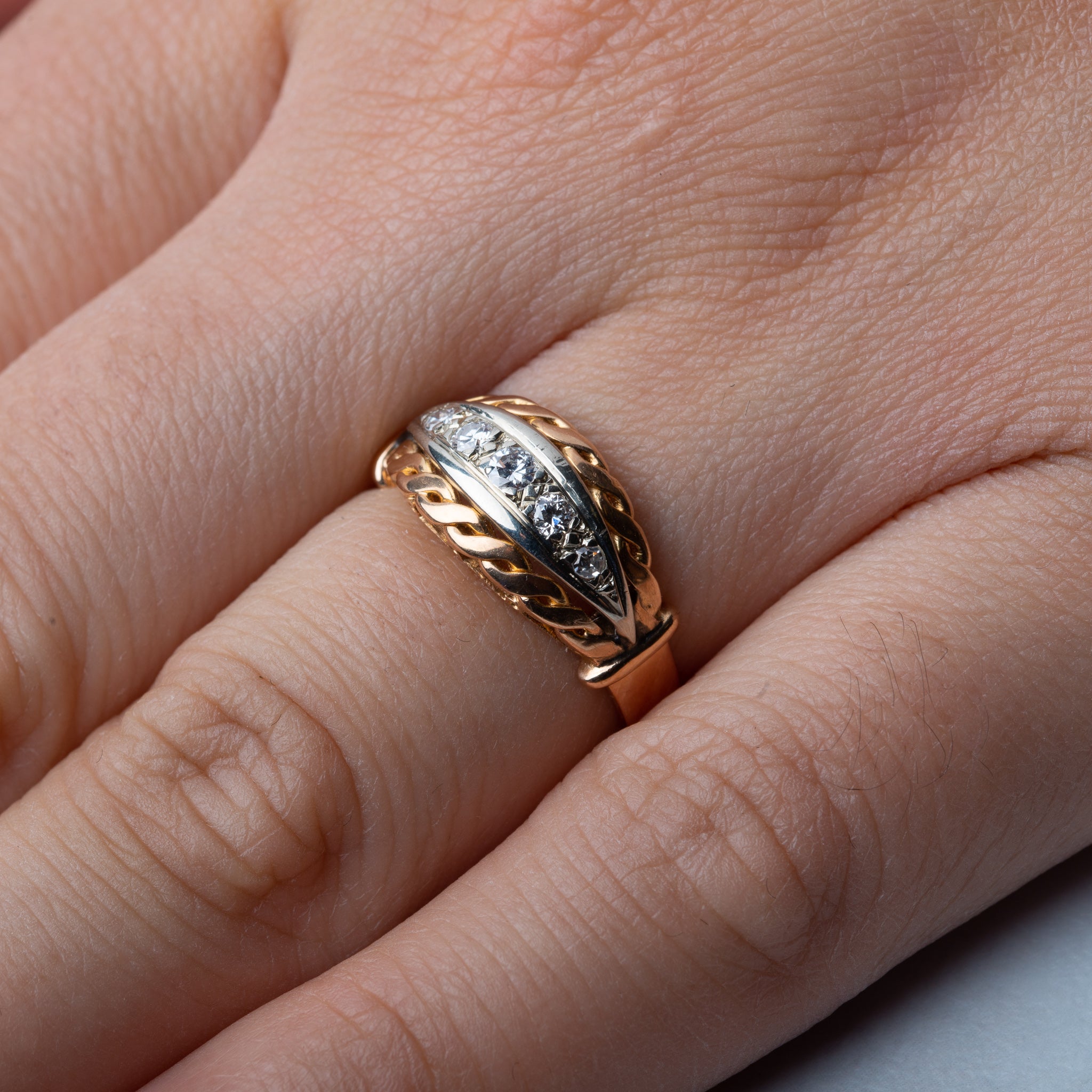 Art Deco French Five Stone Diamond Ring - LUXORIA VITA