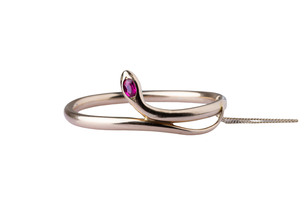 Art Deco Ruby Snake Bangle Bracelet - LUXORIA VITA