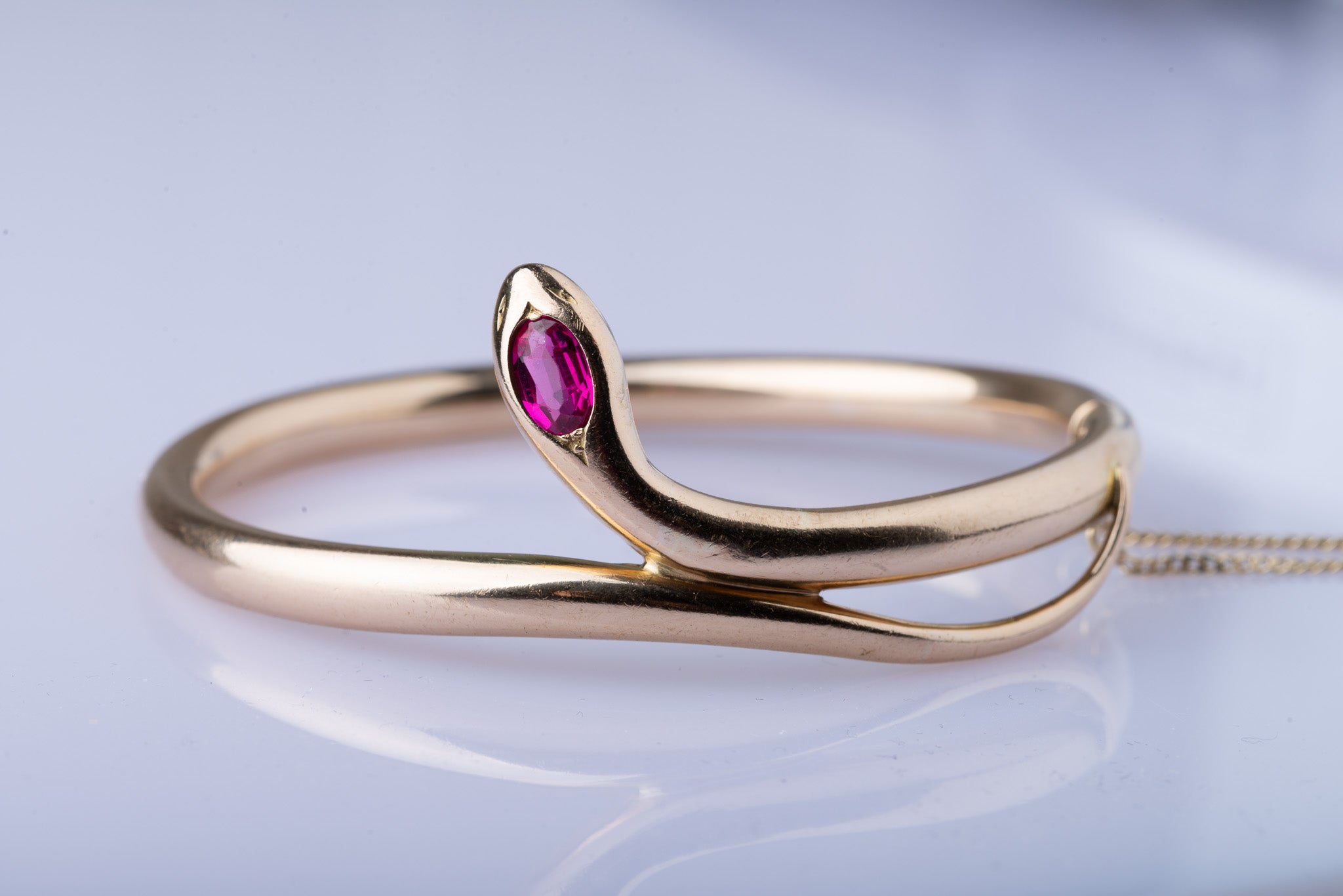 Art Deco Ruby Snake Bangle Bracelet - LUXORIA VITA