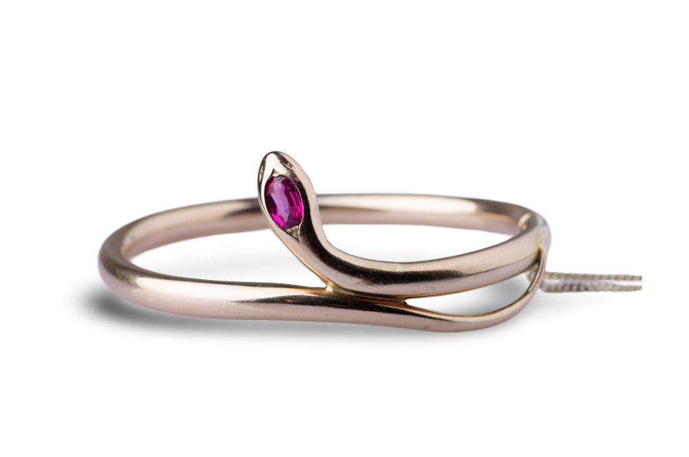 Art Deco Ruby Snake Bangle Bracelet - LUXORIA VITA