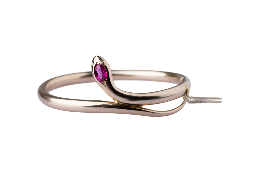 Art Deco Ruby Snake Bangle Bracelet - LUXORIA VITA