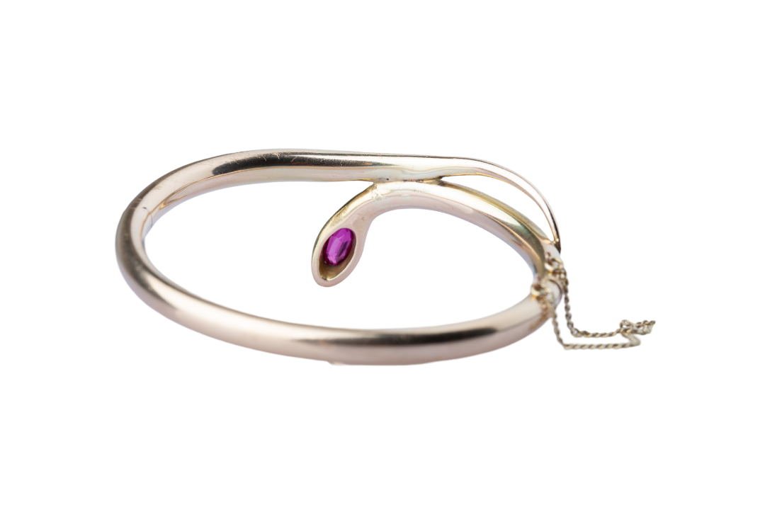 Art Deco Ruby Snake Bangle Bracelet - LUXORIA VITA