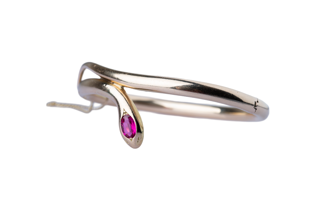 Art Deco Ruby Snake Bangle Bracelet - LUXORIA VITA