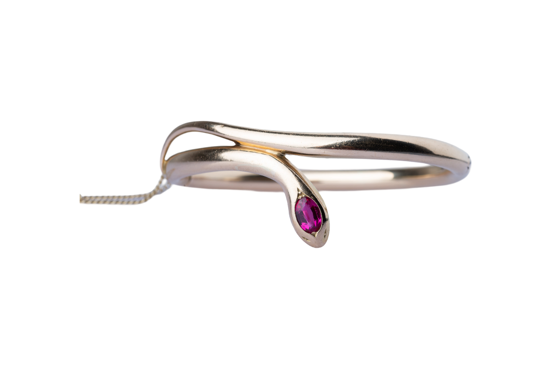 Art Deco Ruby Snake Bangle Bracelet - LUXORIA VITA