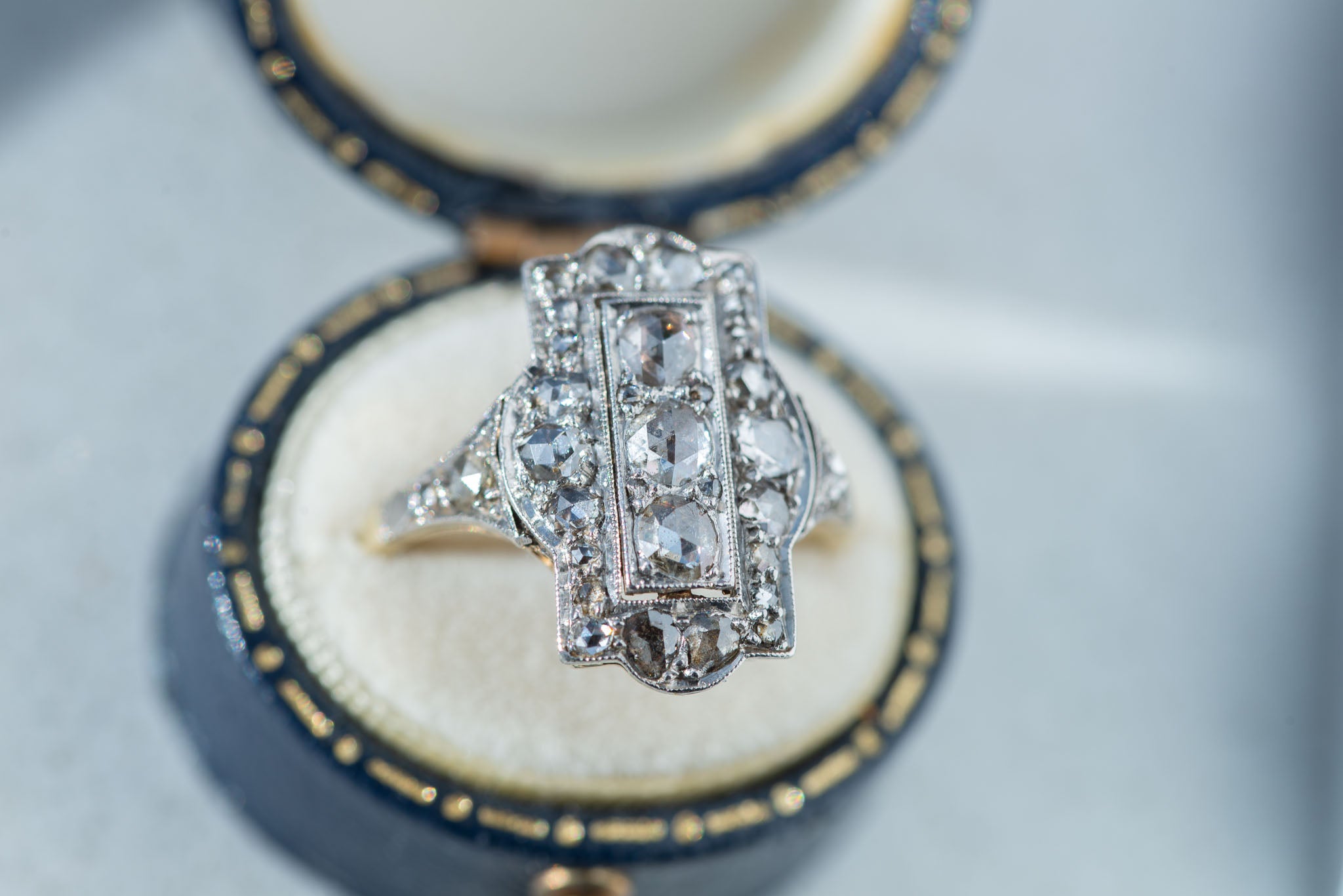 1920's Dutch Antique Rosecut Diamond Plaque Ring