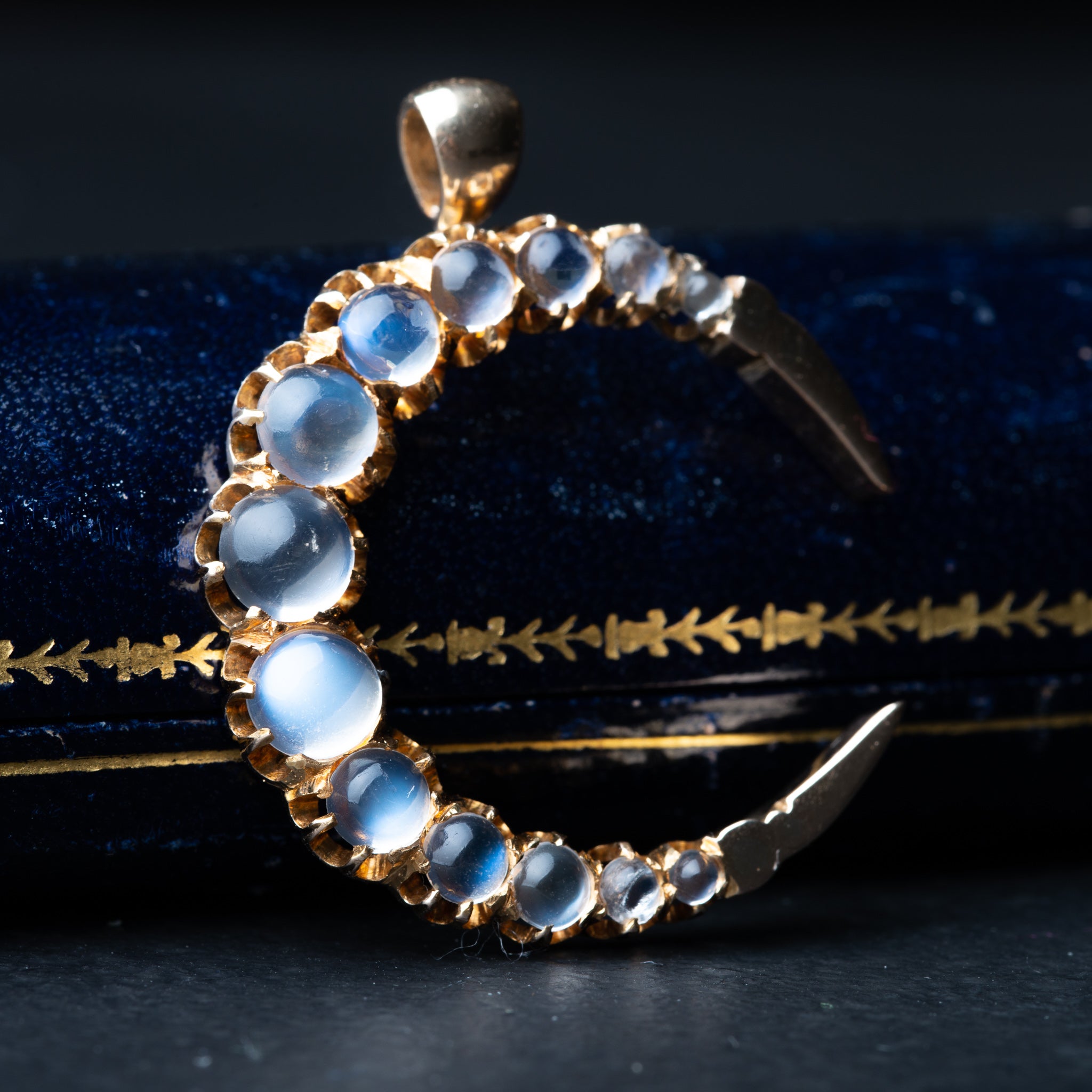 Vintage Moonstone Crescent Pendant