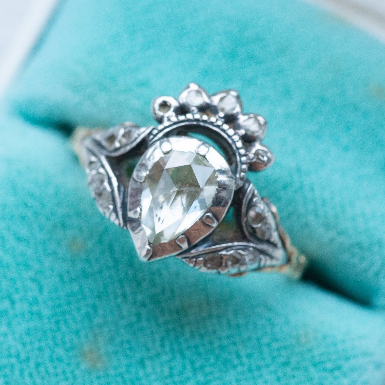 Crowned Heart Rosecut Diamond Ring