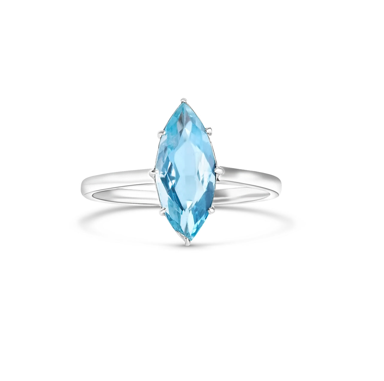 Marquise Aquamarine Platinum Ring