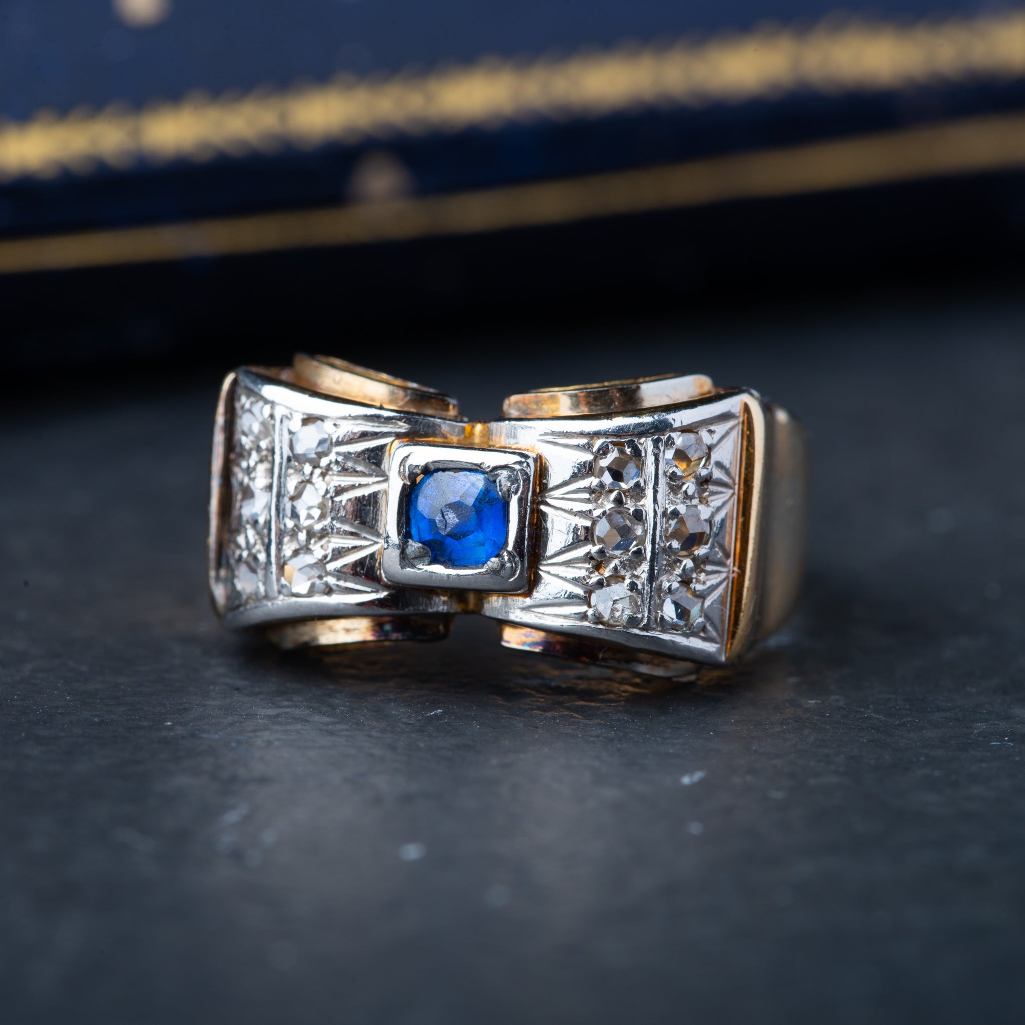 1940's Retro Sapphire Tank Ring - LUXORIA VITA