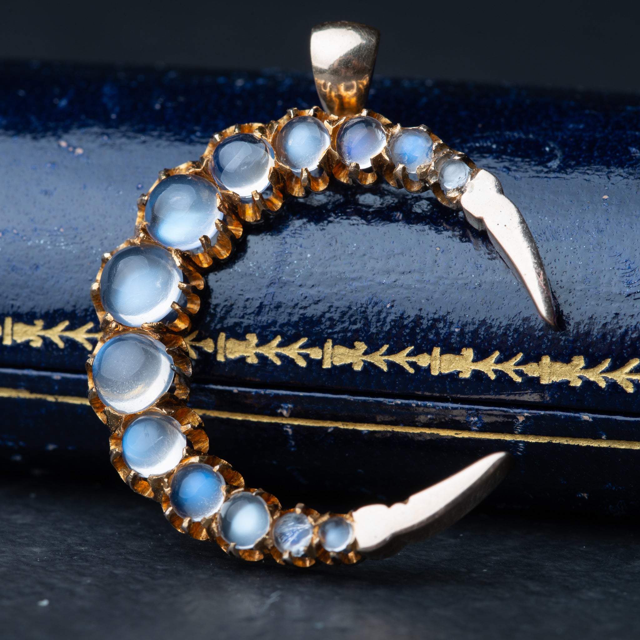 Vintage Moonstone Crescent Pendant