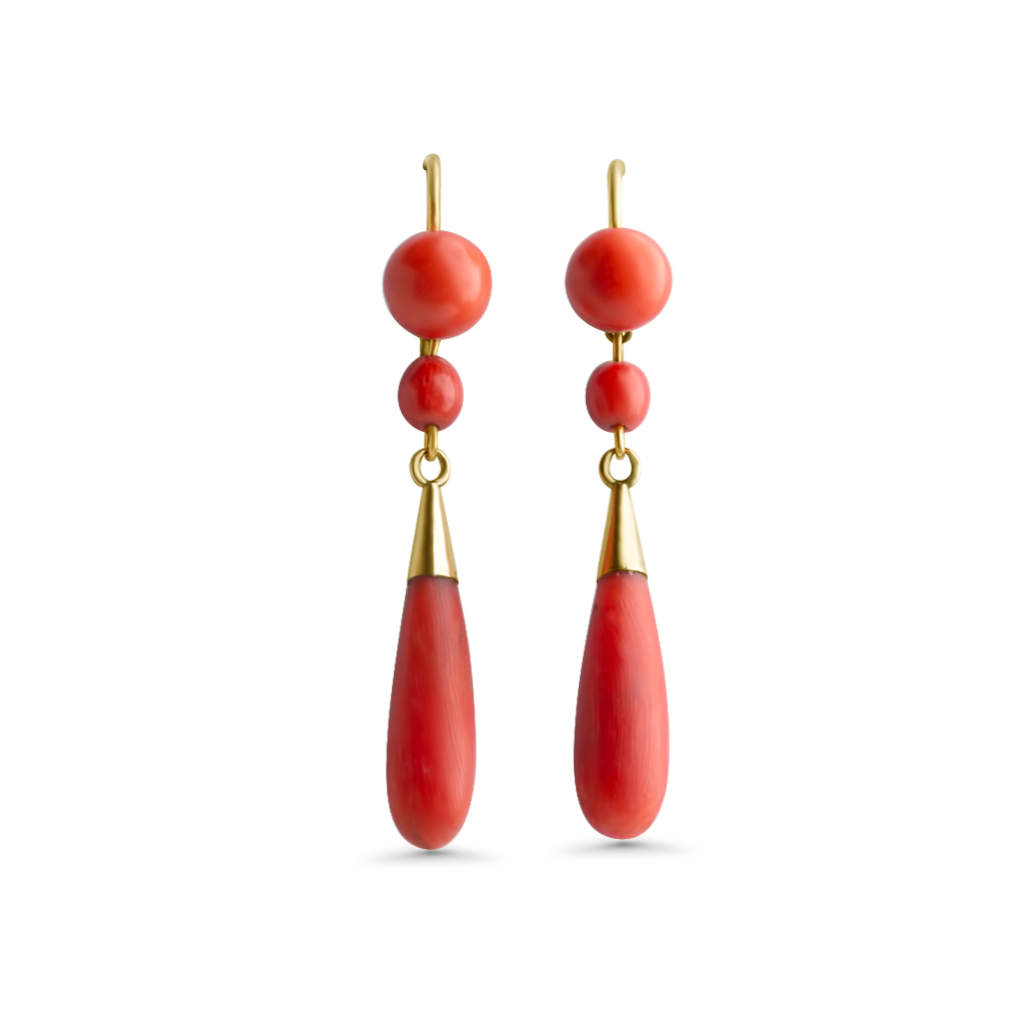 1880's Victorian Coral Earrings - LUXORIA VITA