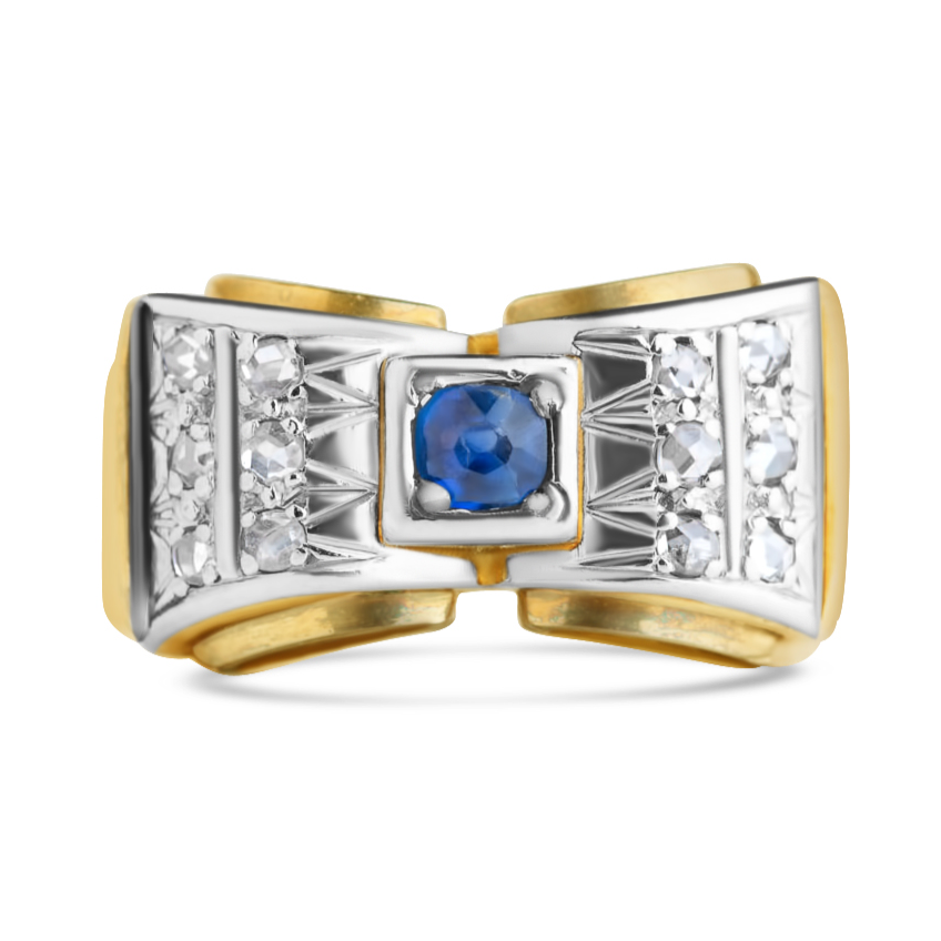 1940's Retro Sapphire Tank Ring - LUXORIA VITA
