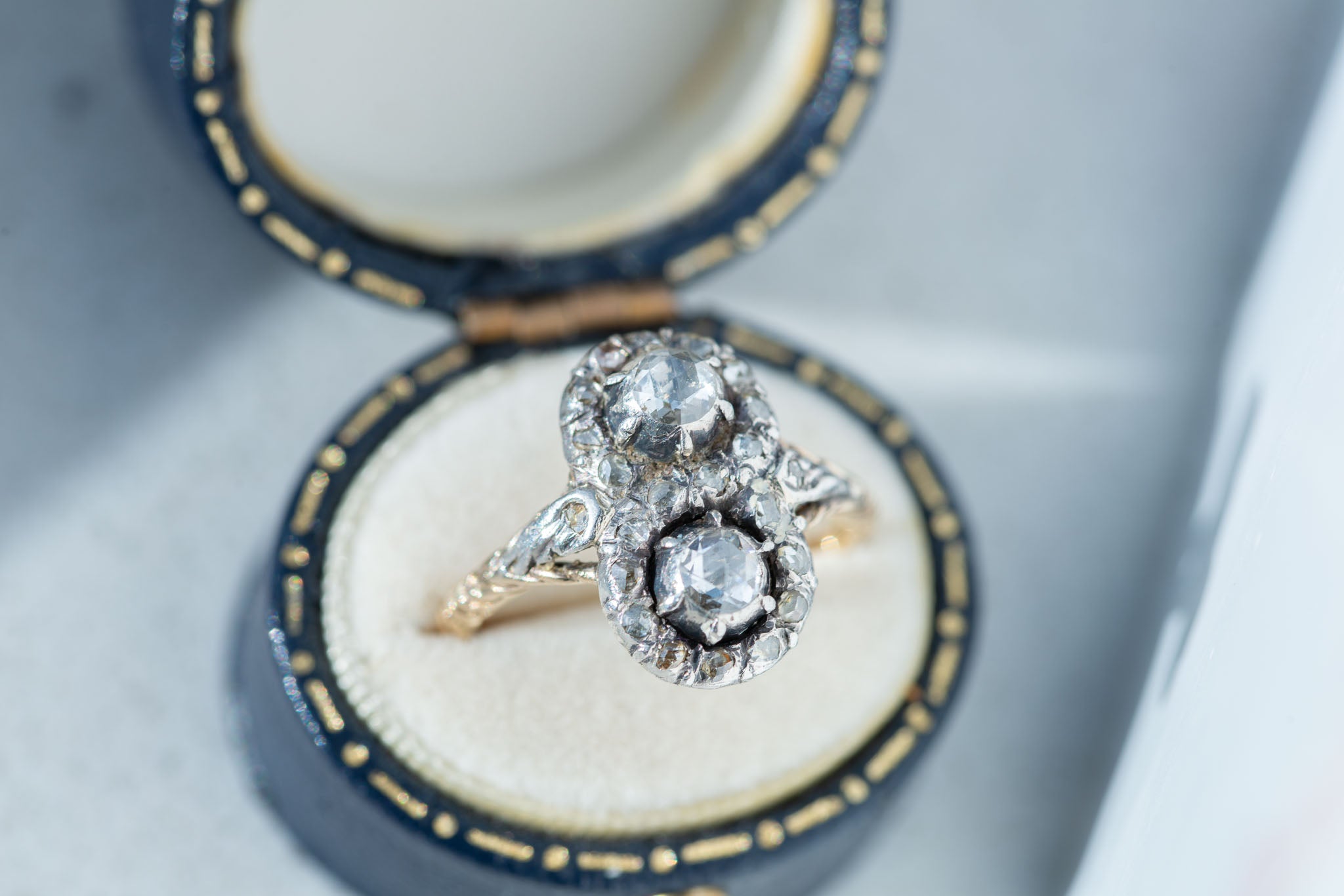 Antique Rosecut Diamond Cluster Toi Moi Entourage Ring