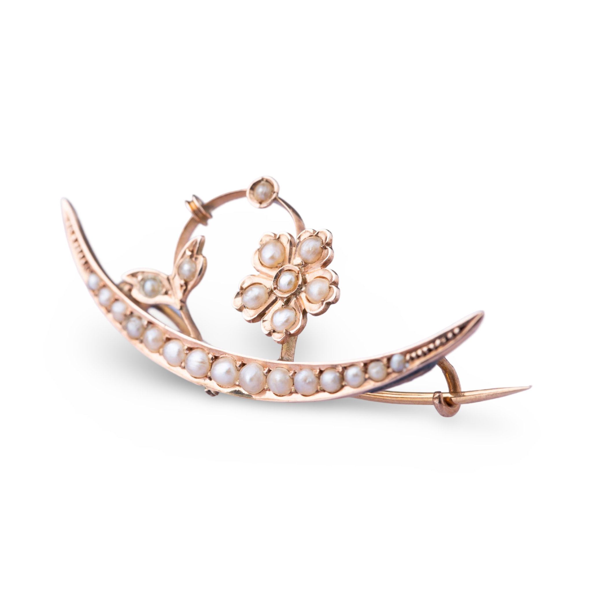 Antique Crescent Moon Brooch - LUXORIA VITA