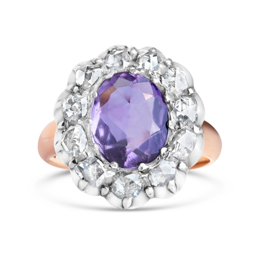 Victorian Amethyst Rosecut Diamond Ring