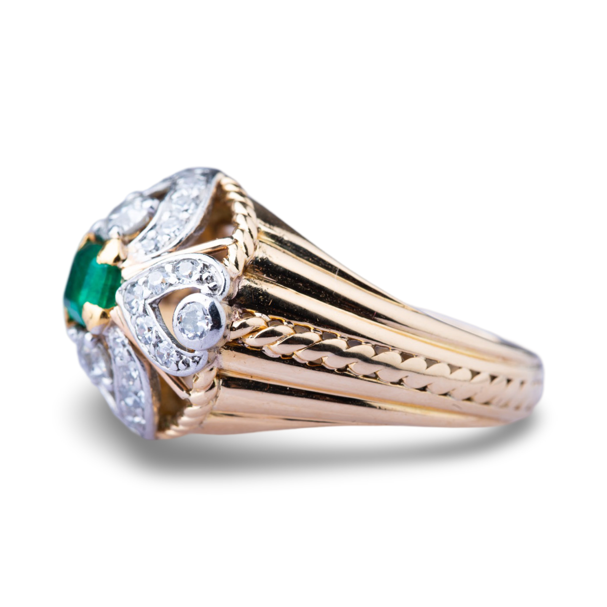 Retro Emerald Diamond Tank Ring - LUXORIA VITA