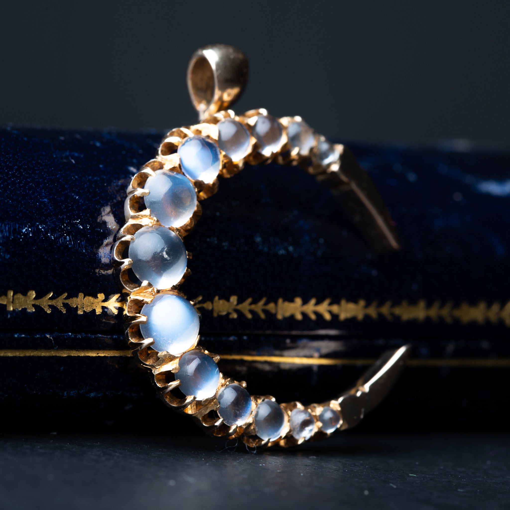 Vintage Moonstone Crescent Pendant