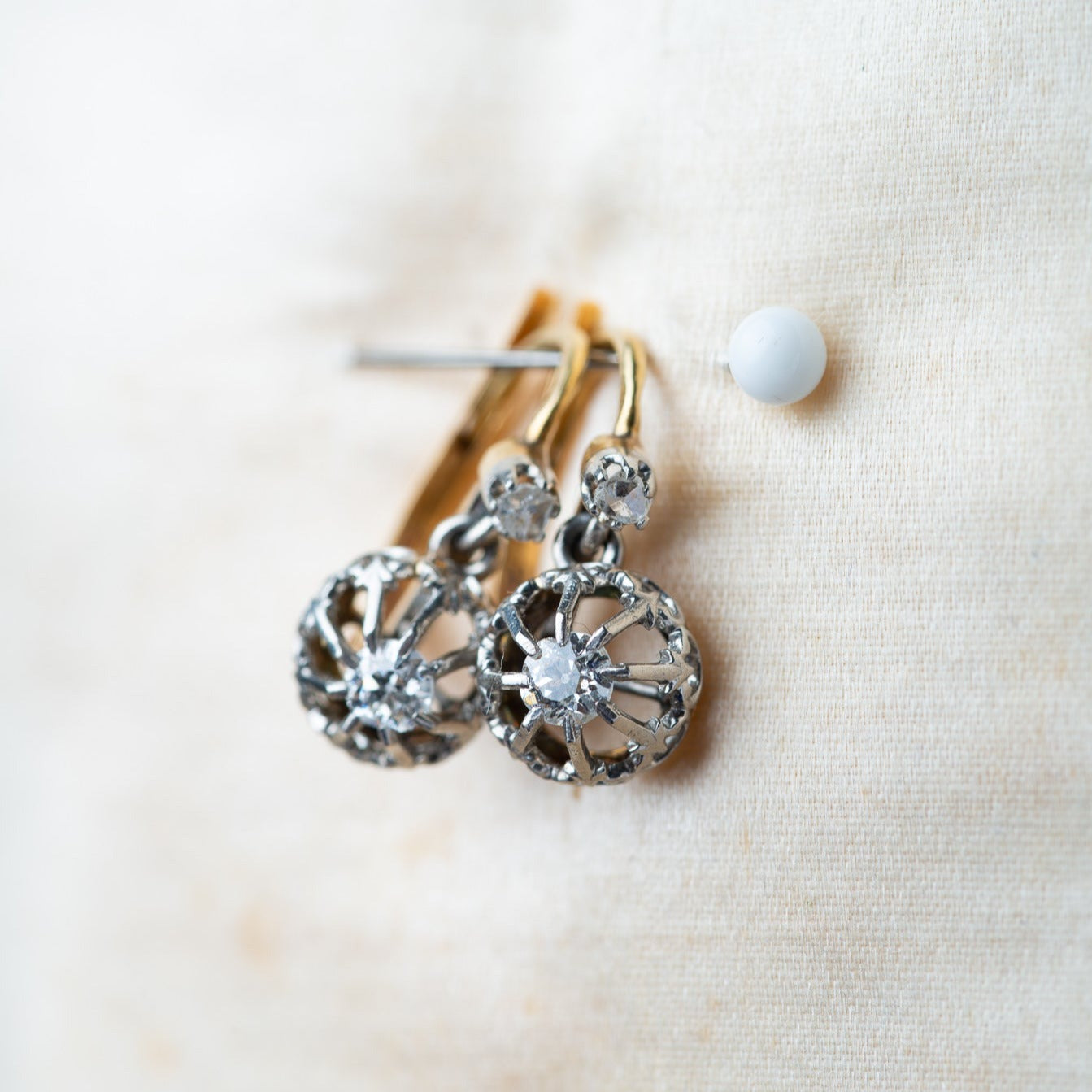 Antique Oldmine Cut Diamond Dormeuses Earrings - Luxoria Vita
