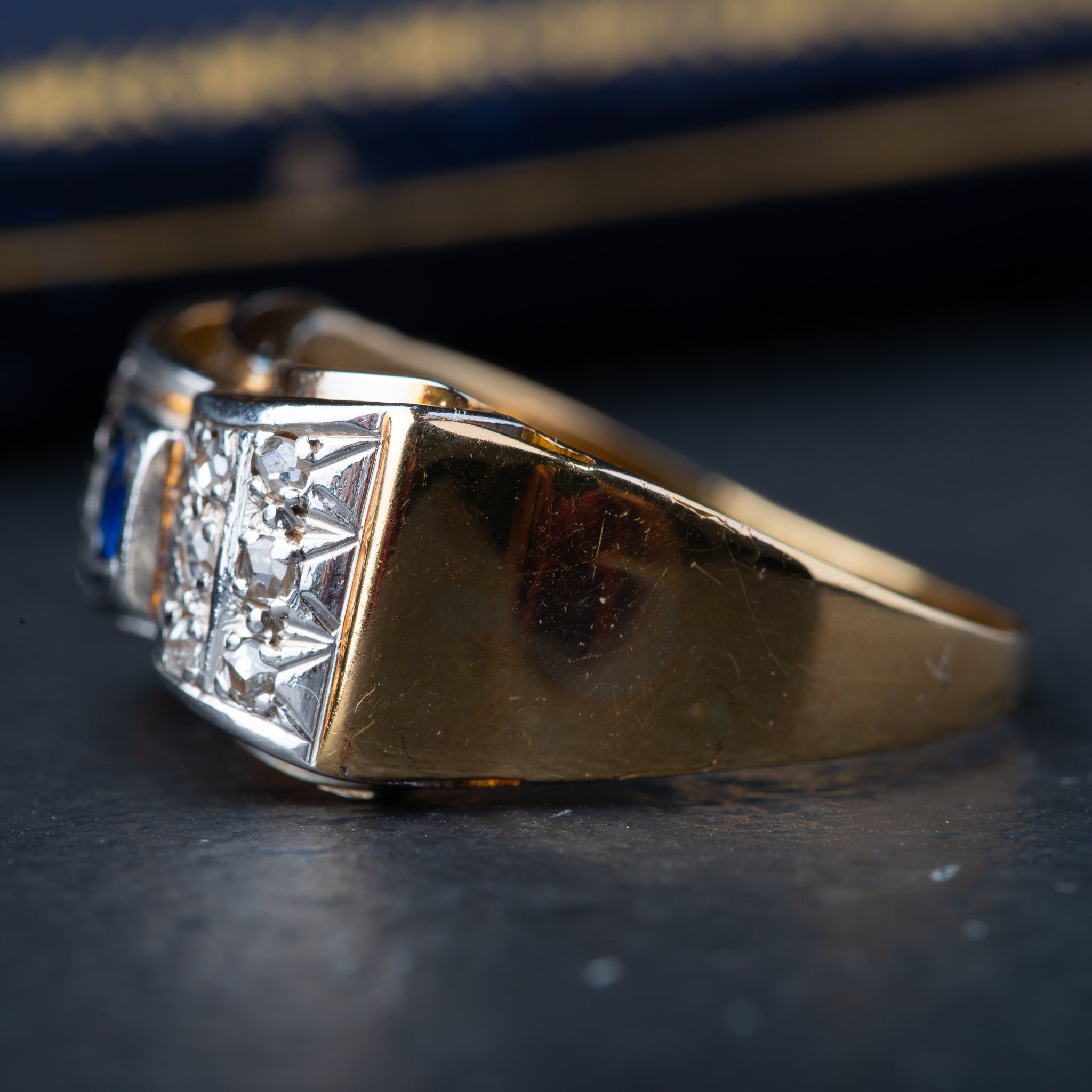 1940's Retro Sapphire Tank Ring - LUXORIA VITA