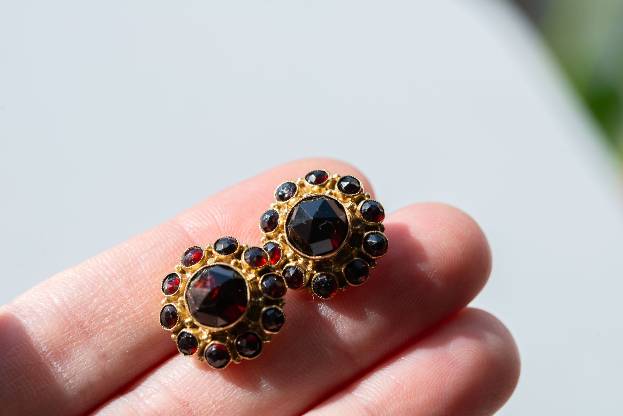 Vintage Dutch Garnet Earrings