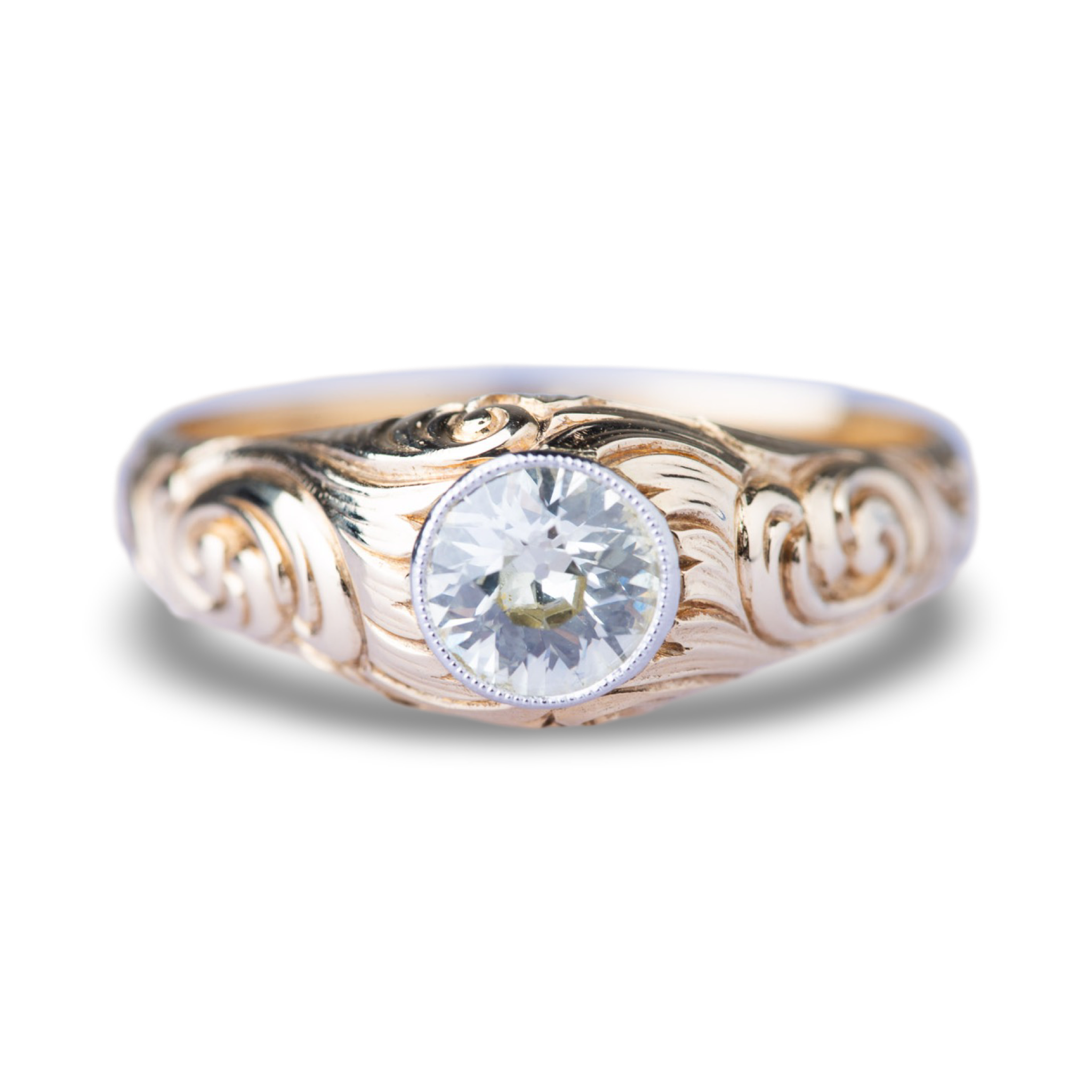 Vintage Hand Engraved 0.70ct Diamond Ring - LUXORIA VITA