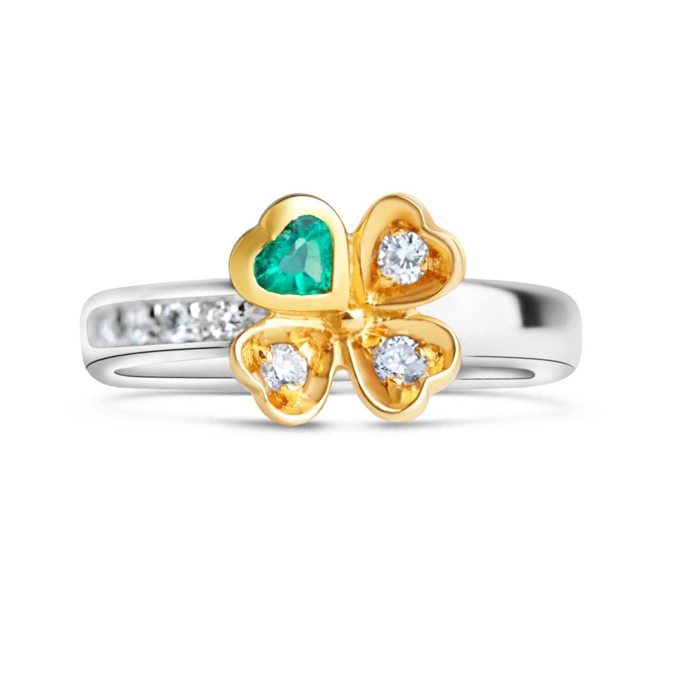 2000's Modern Emerald Diamond Clover Ring - LUXORIA VITA