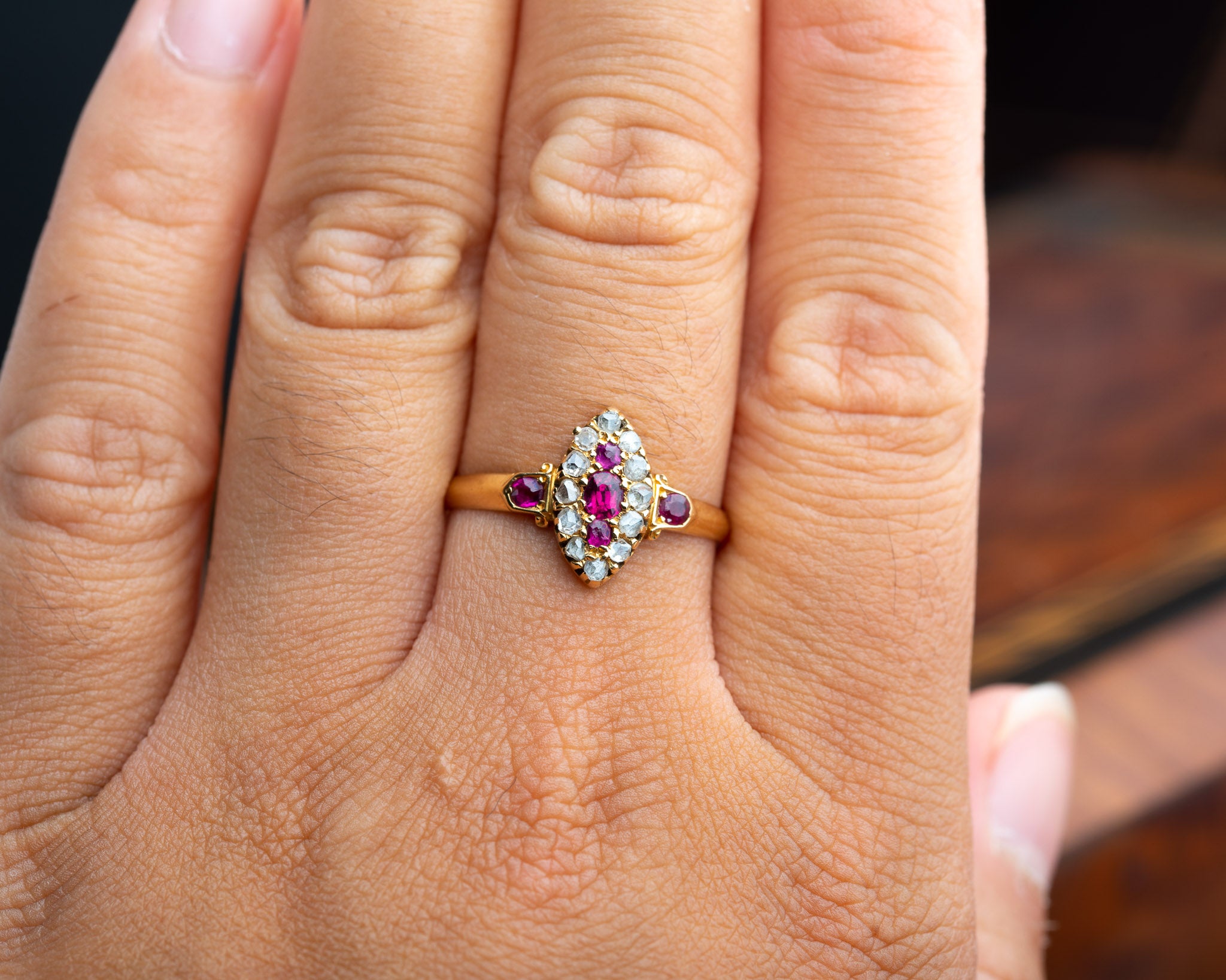 Antique Edwardian Ruby Diamond Ring - LUXORIA VITA