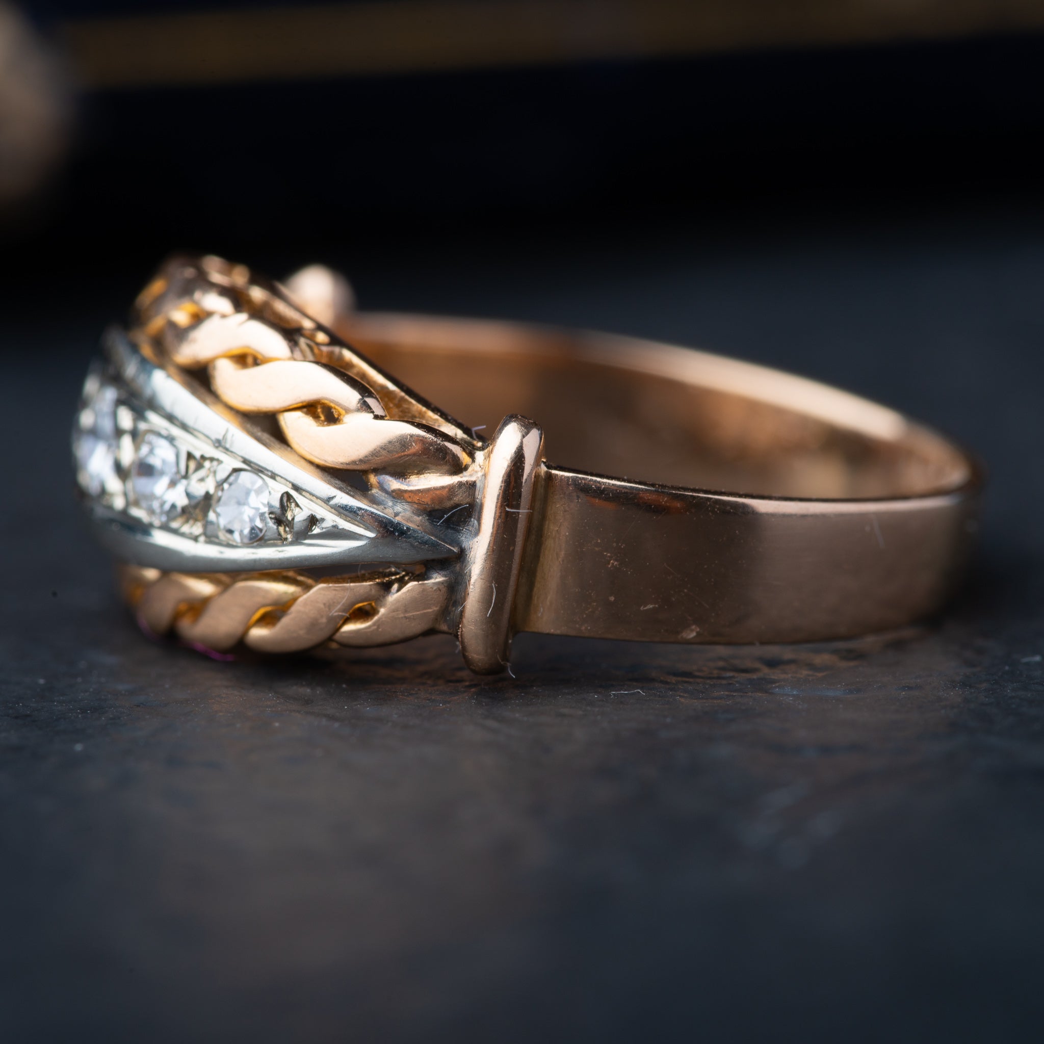 Art Deco French Five Stone Diamond Ring - LUXORIA VITA