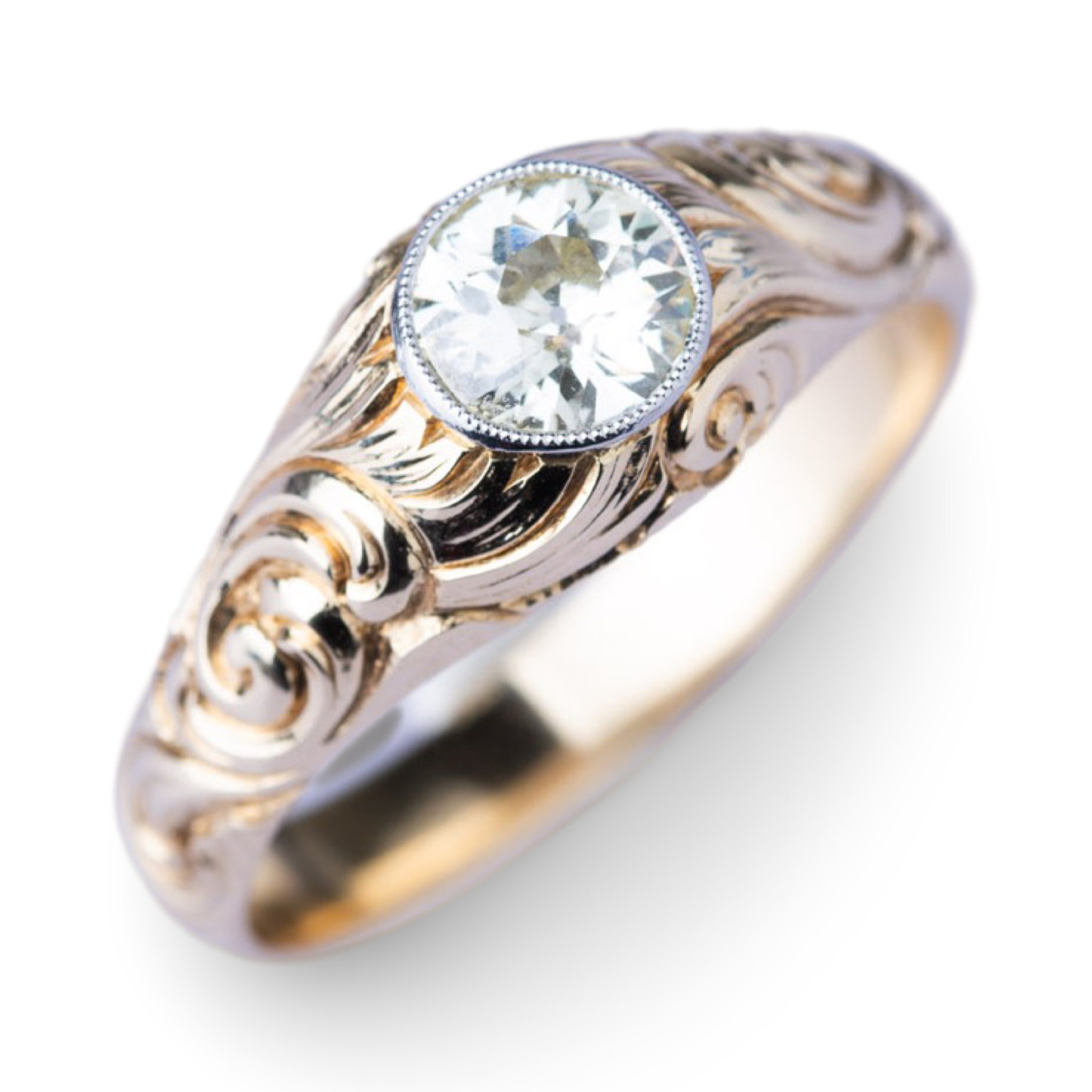 Vintage Hand Engraved 0.70ct Diamond Ring - LUXORIA VITA