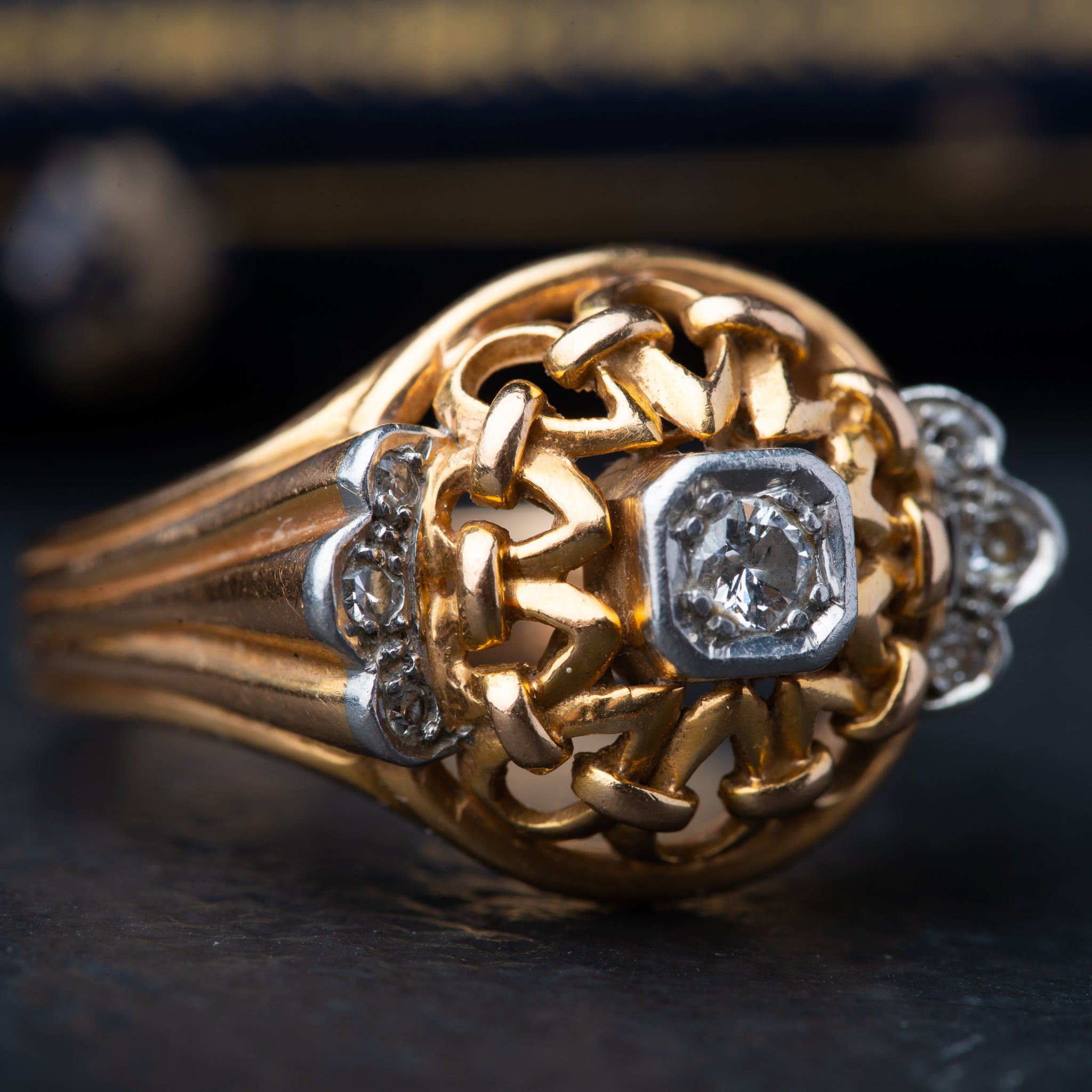 Retro 1940’s Diamond Tank Ring - Luxoria Vita