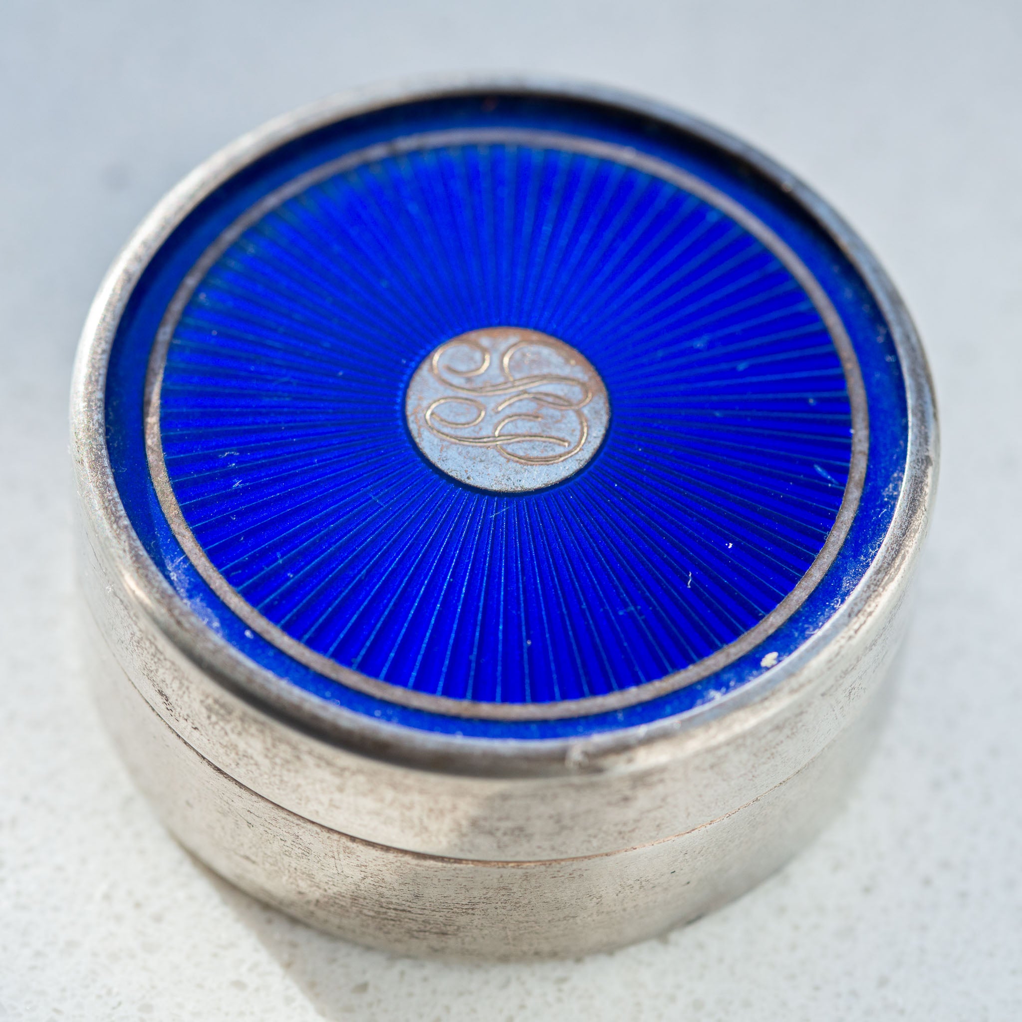 Antique Guilloché Enamel Pill Box