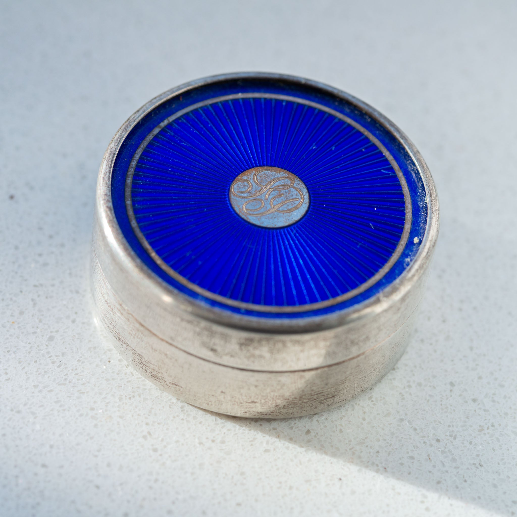 Antique Guilloché Enamel Pill Box - Antique Castle Rings