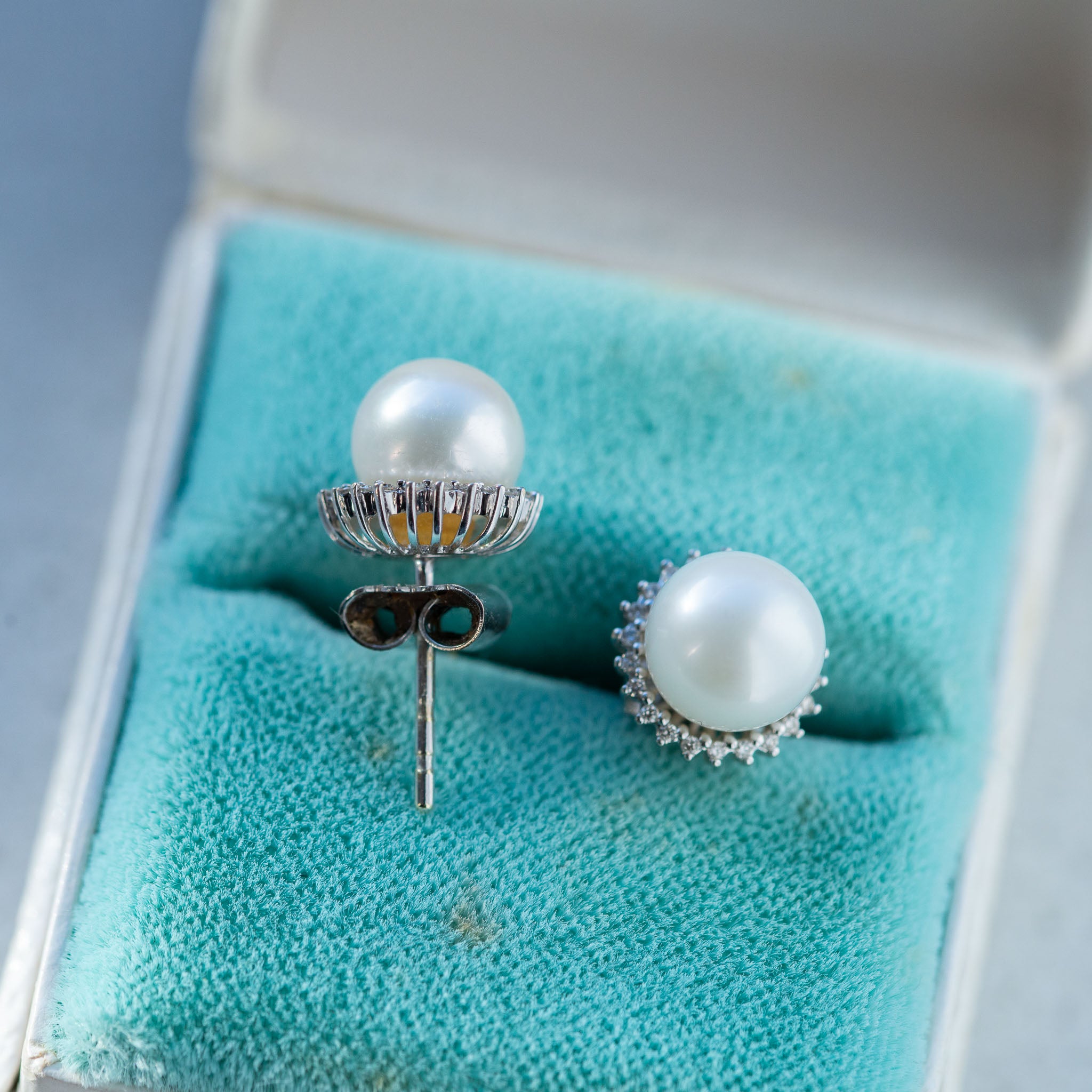 Vintage Pearl Diamond Earrings