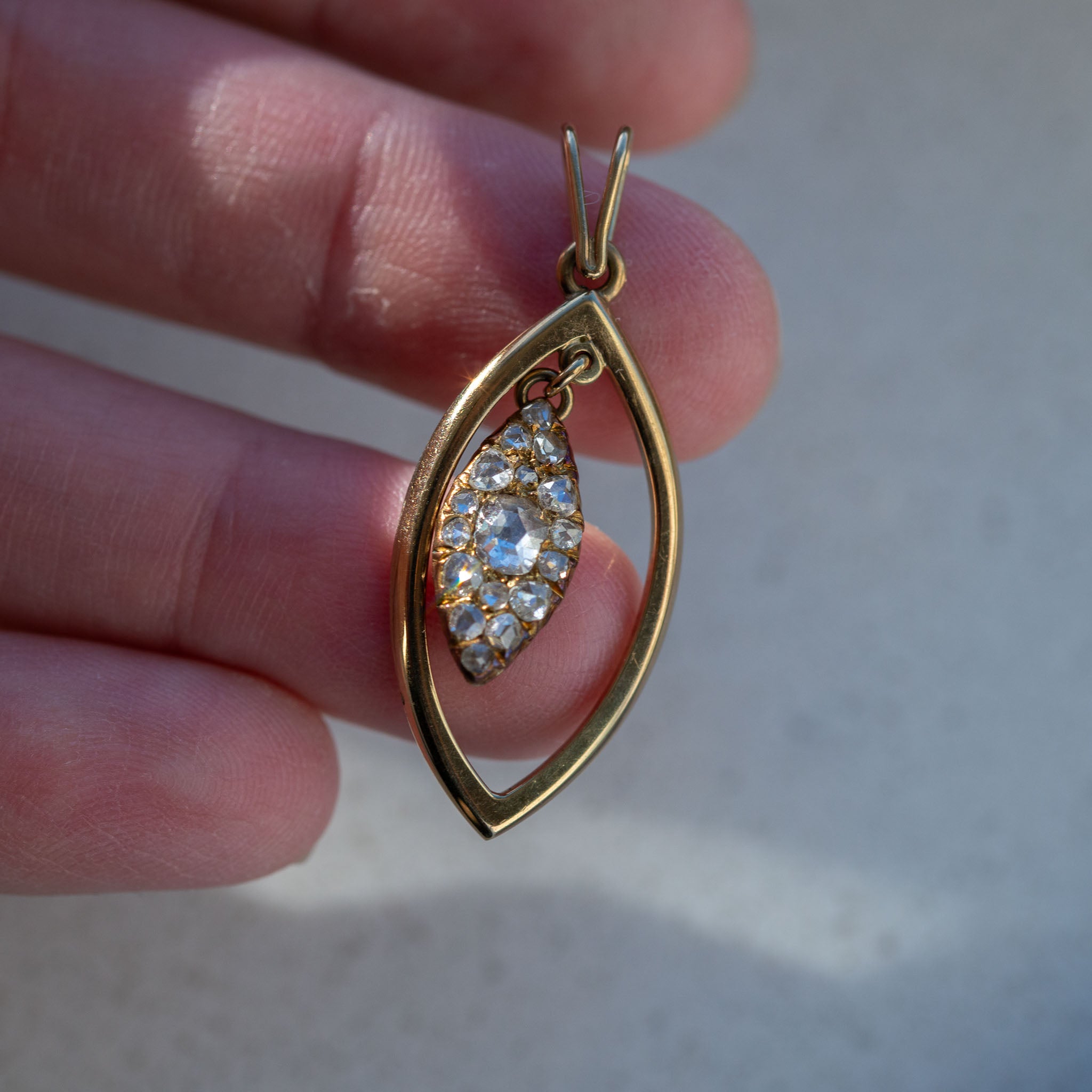 Victorian Dutch Antique Rosecut Diamond Pendant