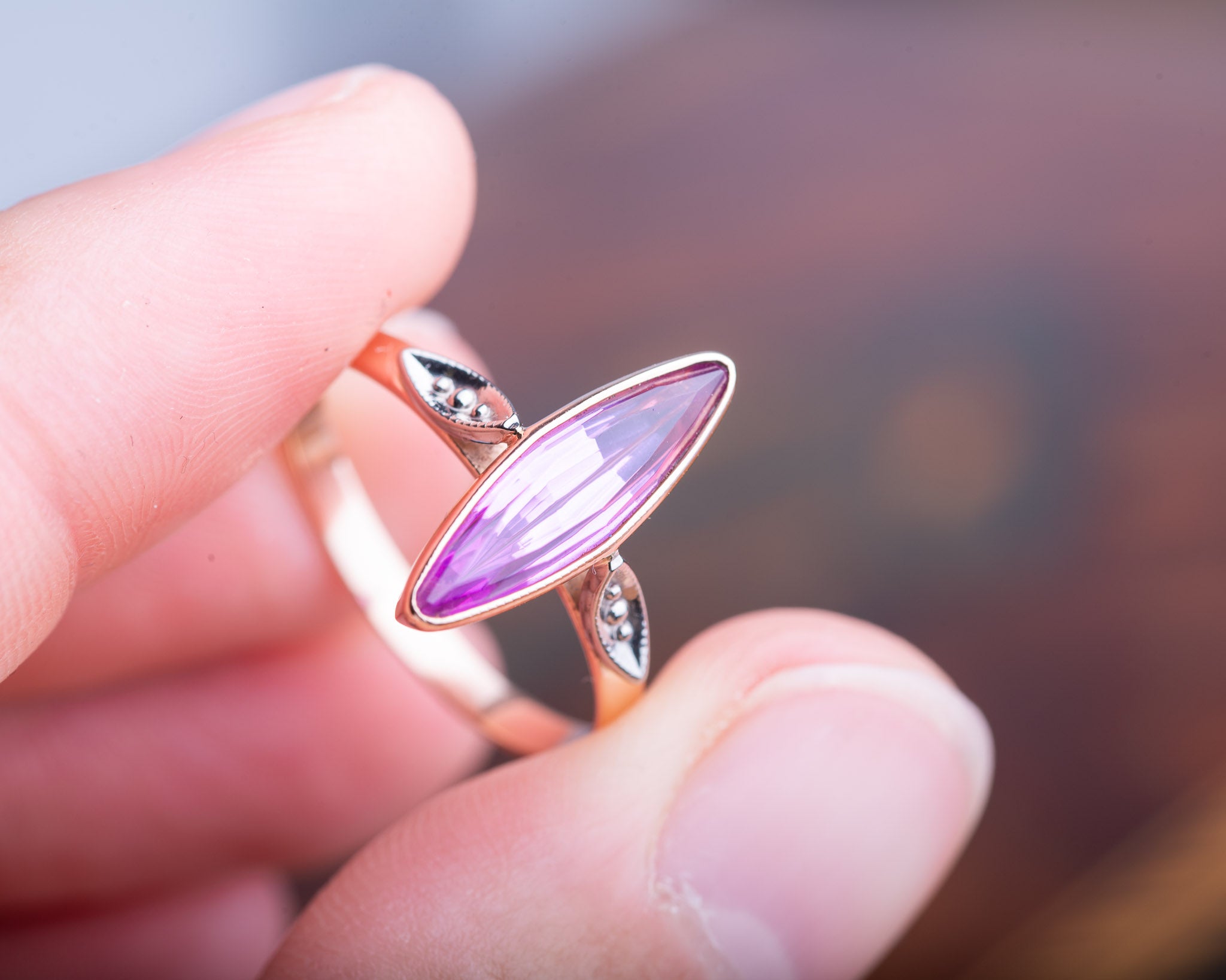 Vintage Tourmaline Navette Ring - LUXORIA VITA