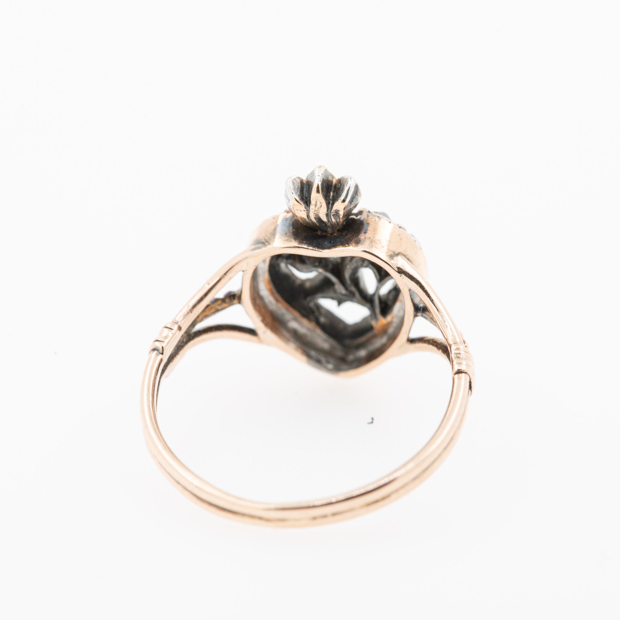 Georgian Oldminecut Diamond Ruby Emerald Heart Ring - LUXORIA VITA