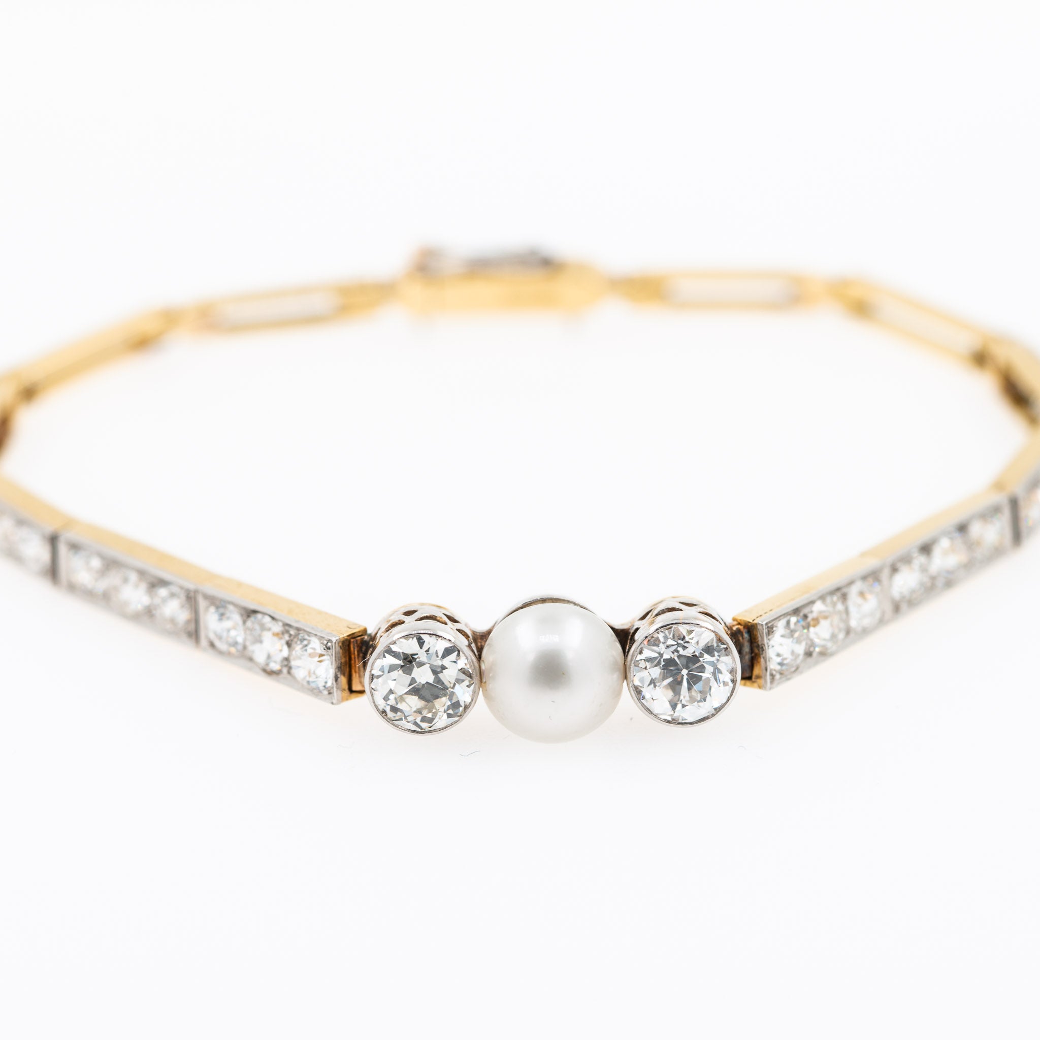 Art Deco Style 4.60ct Diamond Pearl Bracelet - LUXORIA VITA