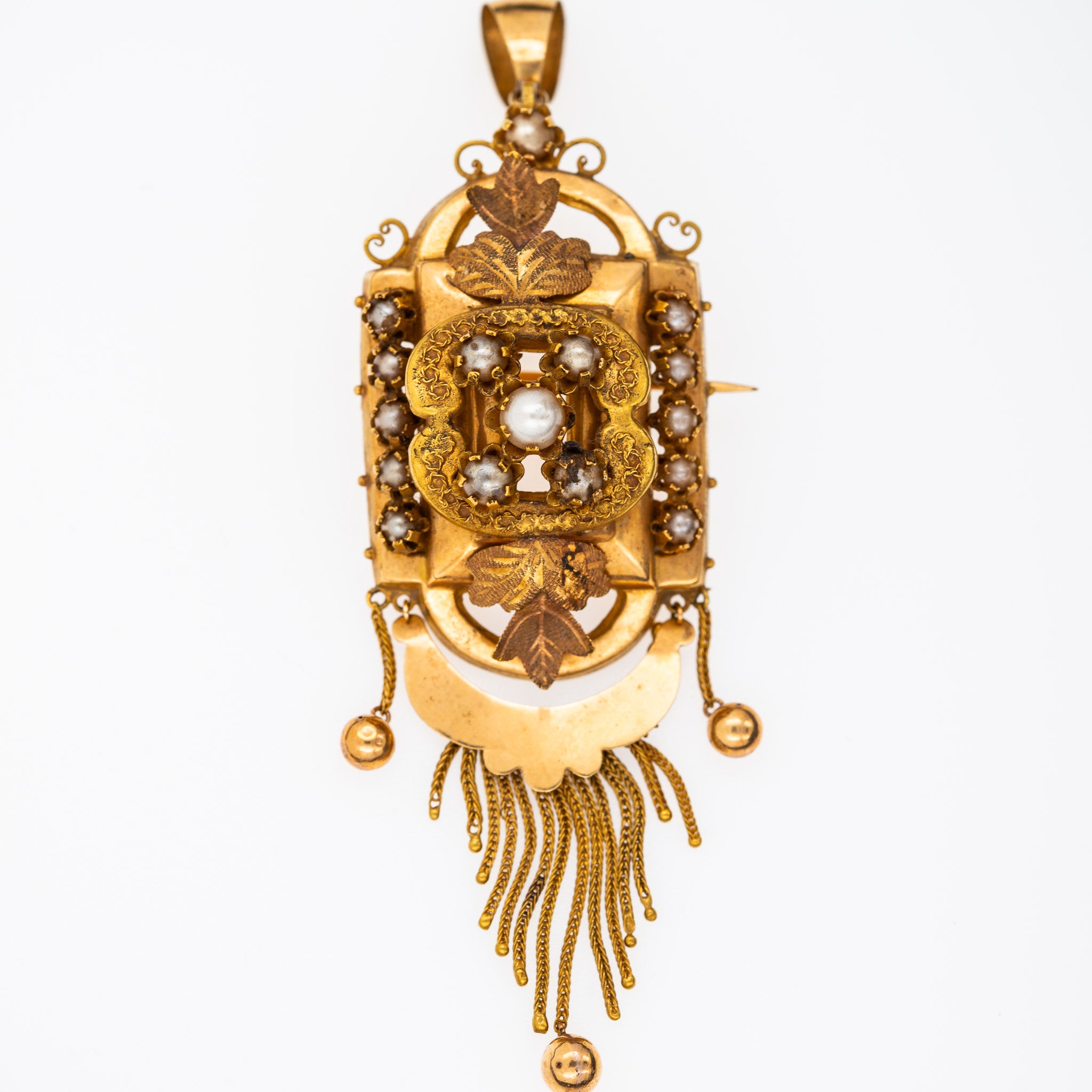Victorian 1860's Dutch Fringe Pendant Brooch