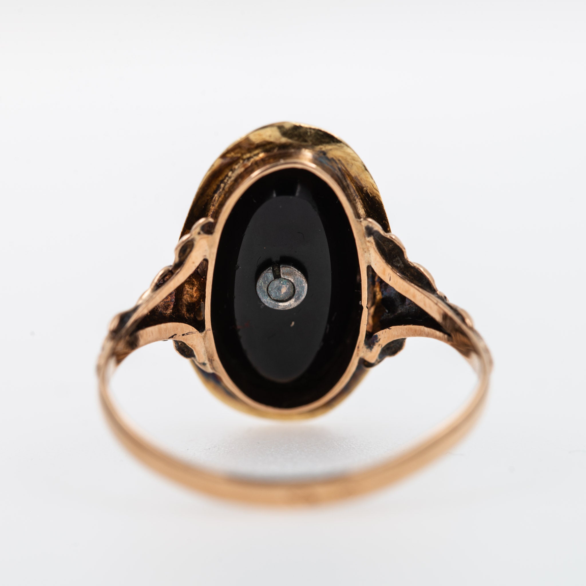 Victorian Onyx Rosecut Diamond Ring 14K solid gold