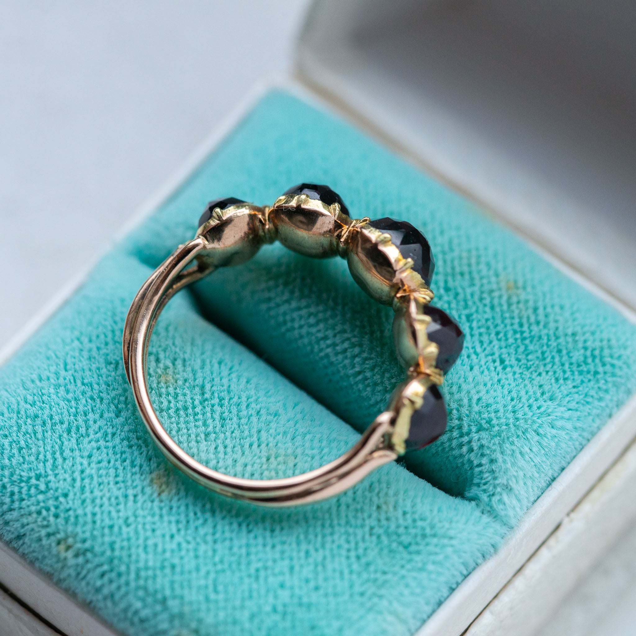 Antique Garnet Half Hoop Ring