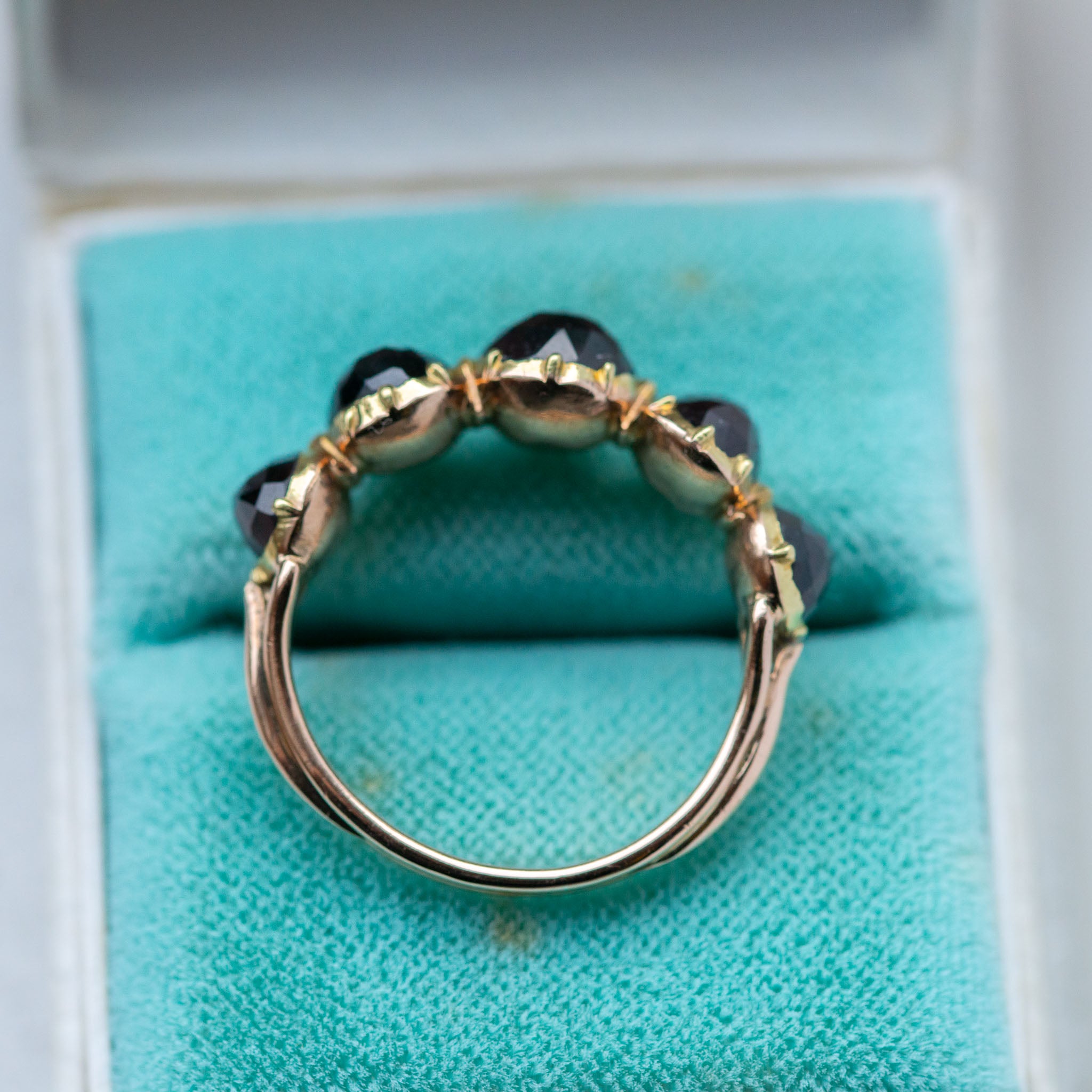 Antique Garnet Half Hoop Ring