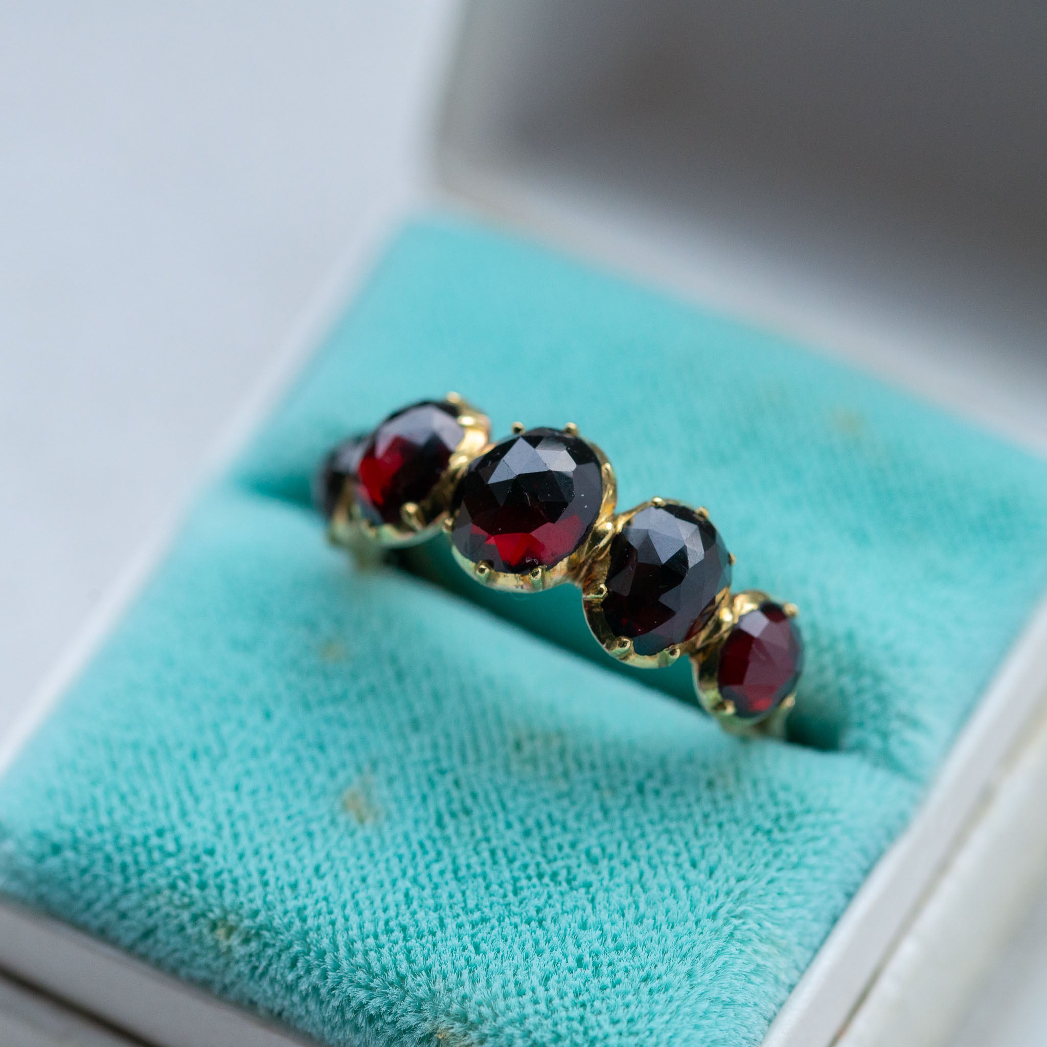 Antique Garnet Half Hoop Ring