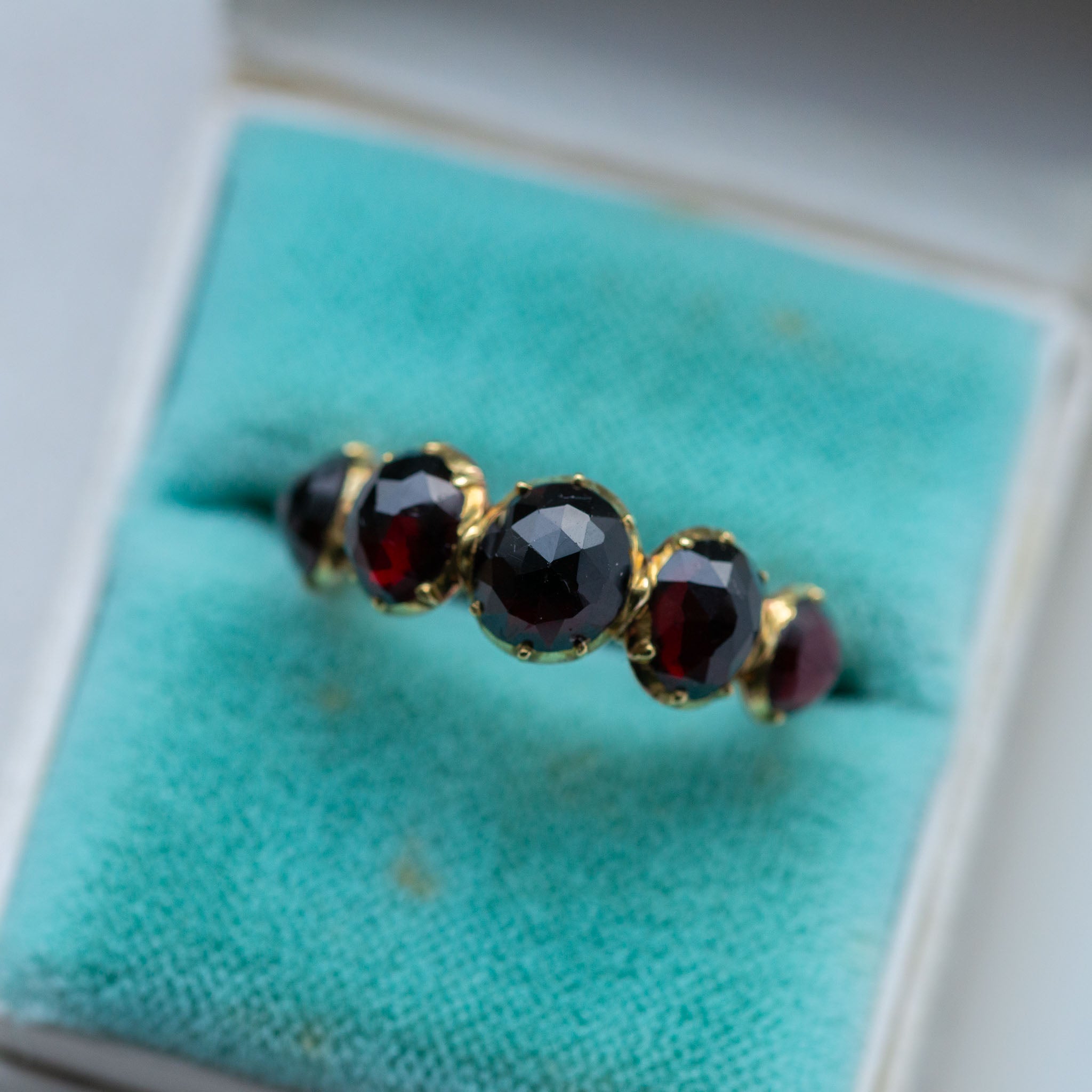 Antique Garnet Half Hoop Ring